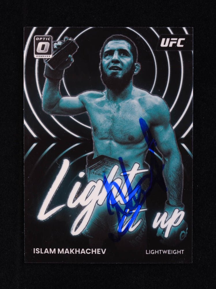 Islam Makhachev Signed 2023 Donruss Optic UFC Light It Up #7 (Beckett)