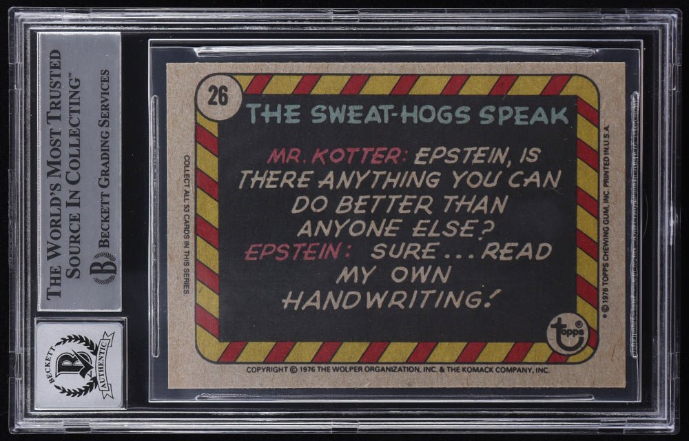 John Travolta Signed 1976 Topps Welcome Back Kotter #26 Too Bad They Haven't Got A Course In.. (BGS | Autograph Grade 10)