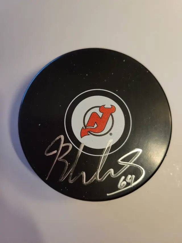 Joseph Blandisi New Jersey Devils Autographed Hockey Puck Beckett Hologram