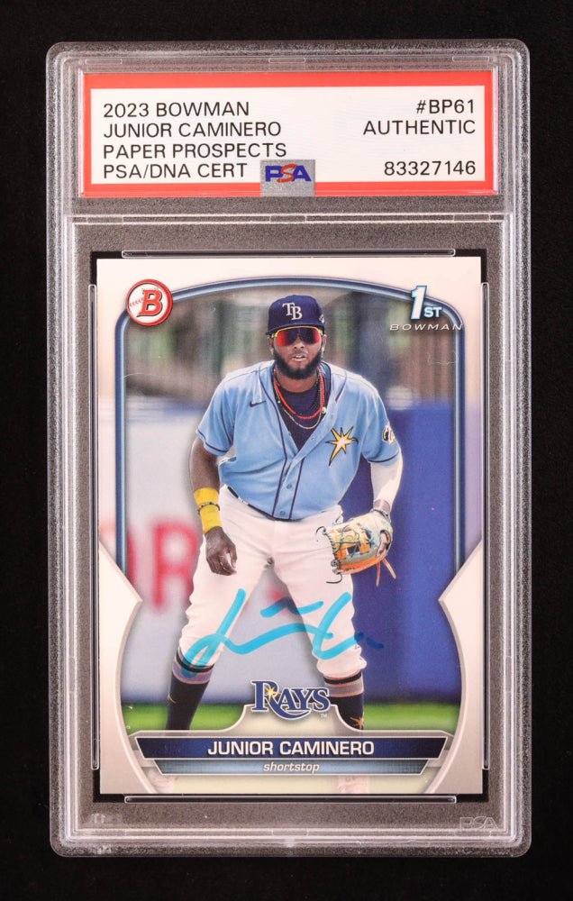 Junior Caminero Signed 2023 Bowman Prospects #BP61 RC (PSA) Rookie Card
