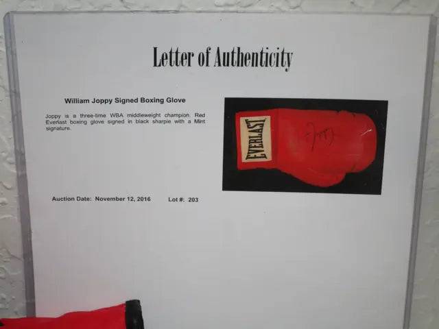 William Joppy Autographed Boxing Glove Sig Auctions LOA