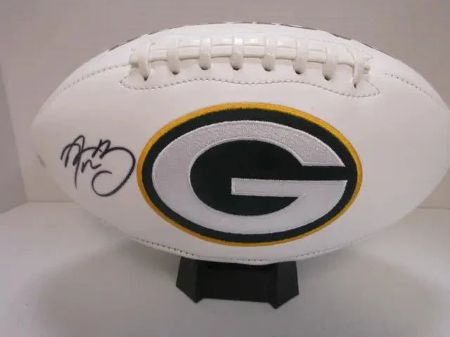 Aaron Rodgers of the Green Bay Packers signed autographed logo football PAAS COA 117