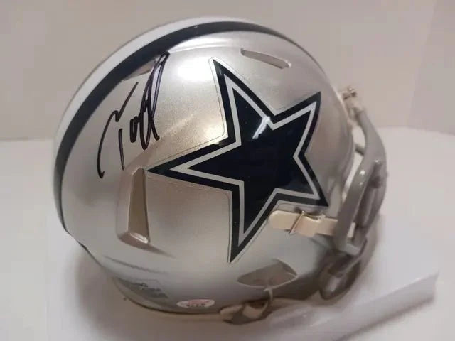 Tony Pollard of the Dallas Cowboys signed autographed mini football helmet PAAS COA 867