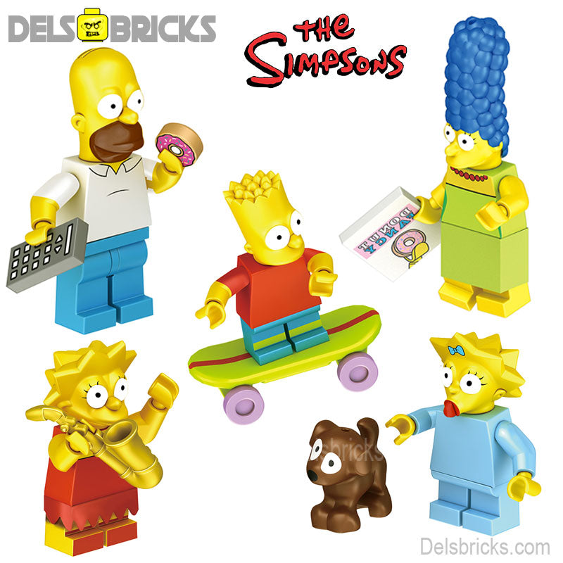 The Simpsons family Set of 5 Lego Minifigures Custom Toys