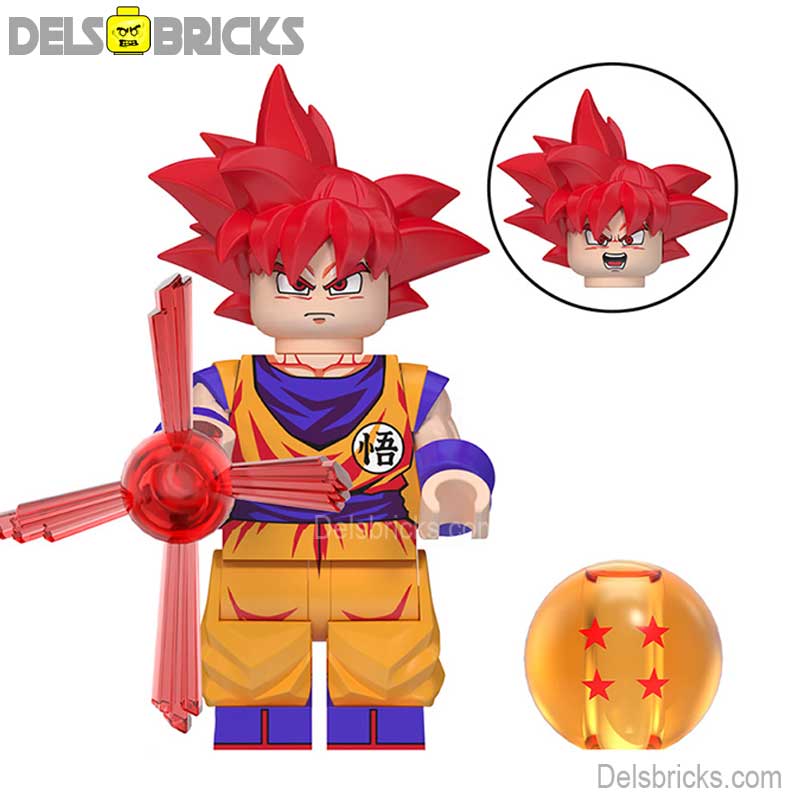 Goku Red Hair NEW Dragon Ball Z Lego Minifigures Custom Anime Toys