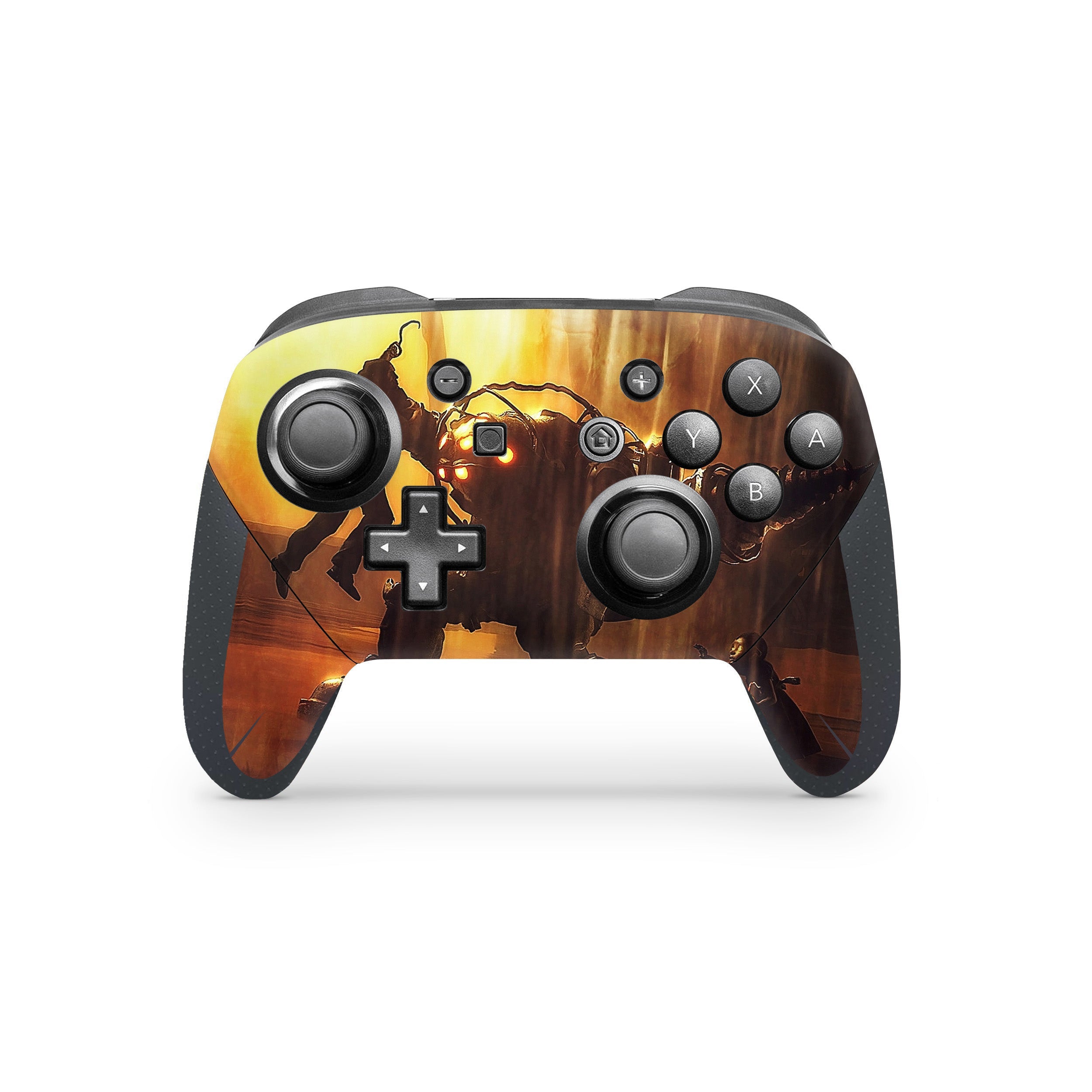 A video game skin featuring a Bioshock Big Baddy design for the Switch Pro Controller.