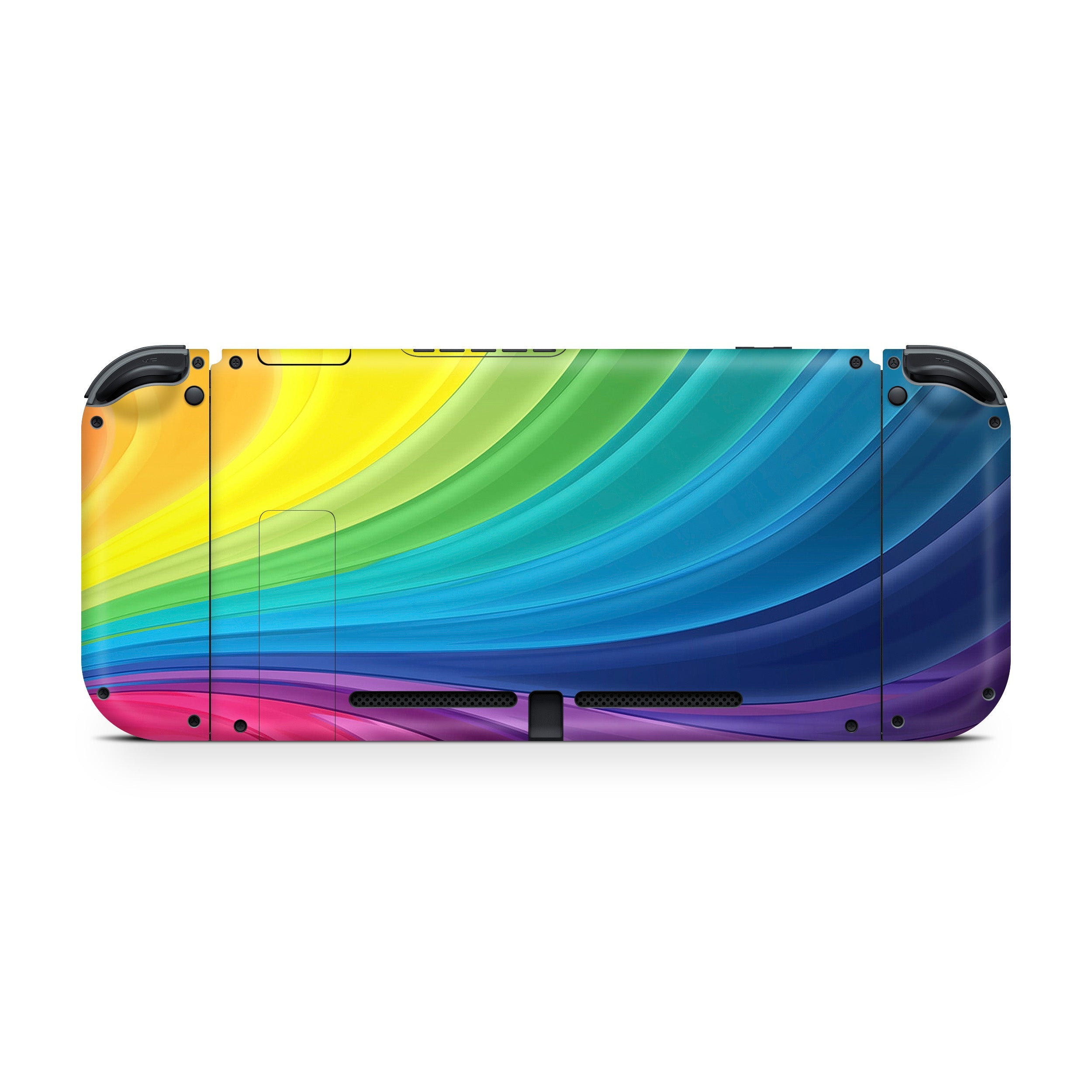 A video game skin featuring a Colorful Rainbow Swirl design for the Nintendo Switch.