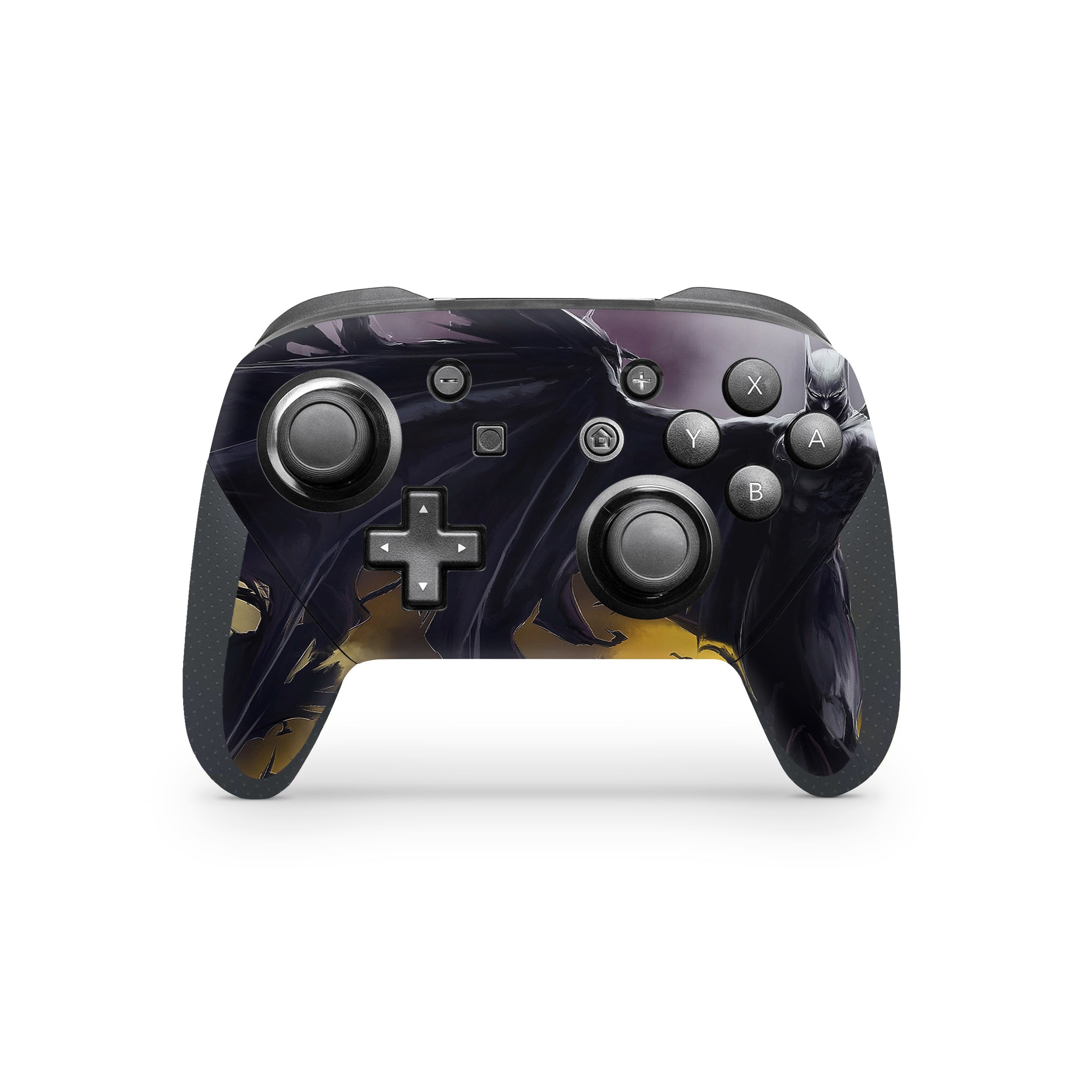 A video game skin featuring a DC Batman design for the Switch Pro Controller.