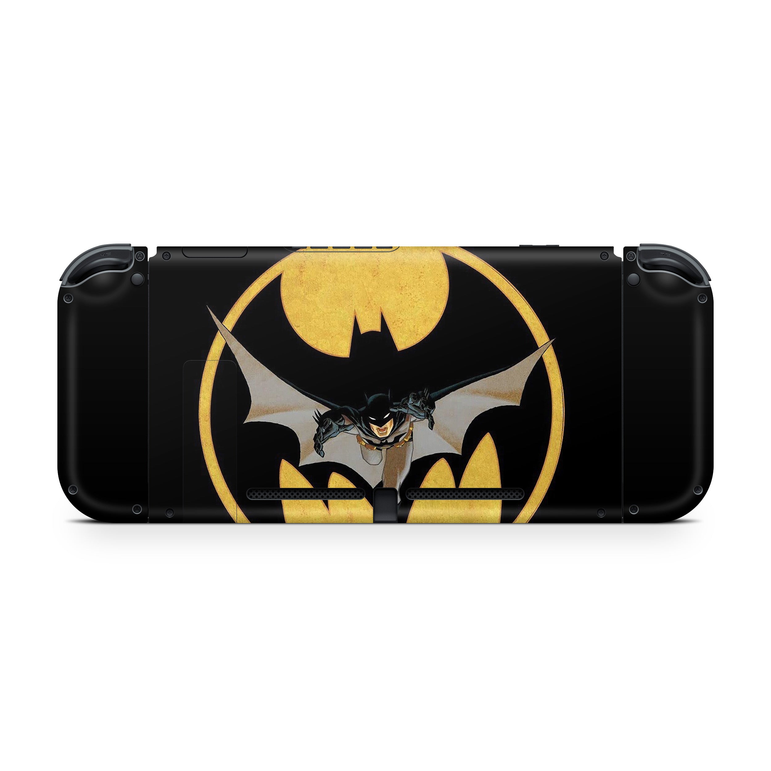 A video game skin featuring a DC Batman design for the Nintendo Switch.