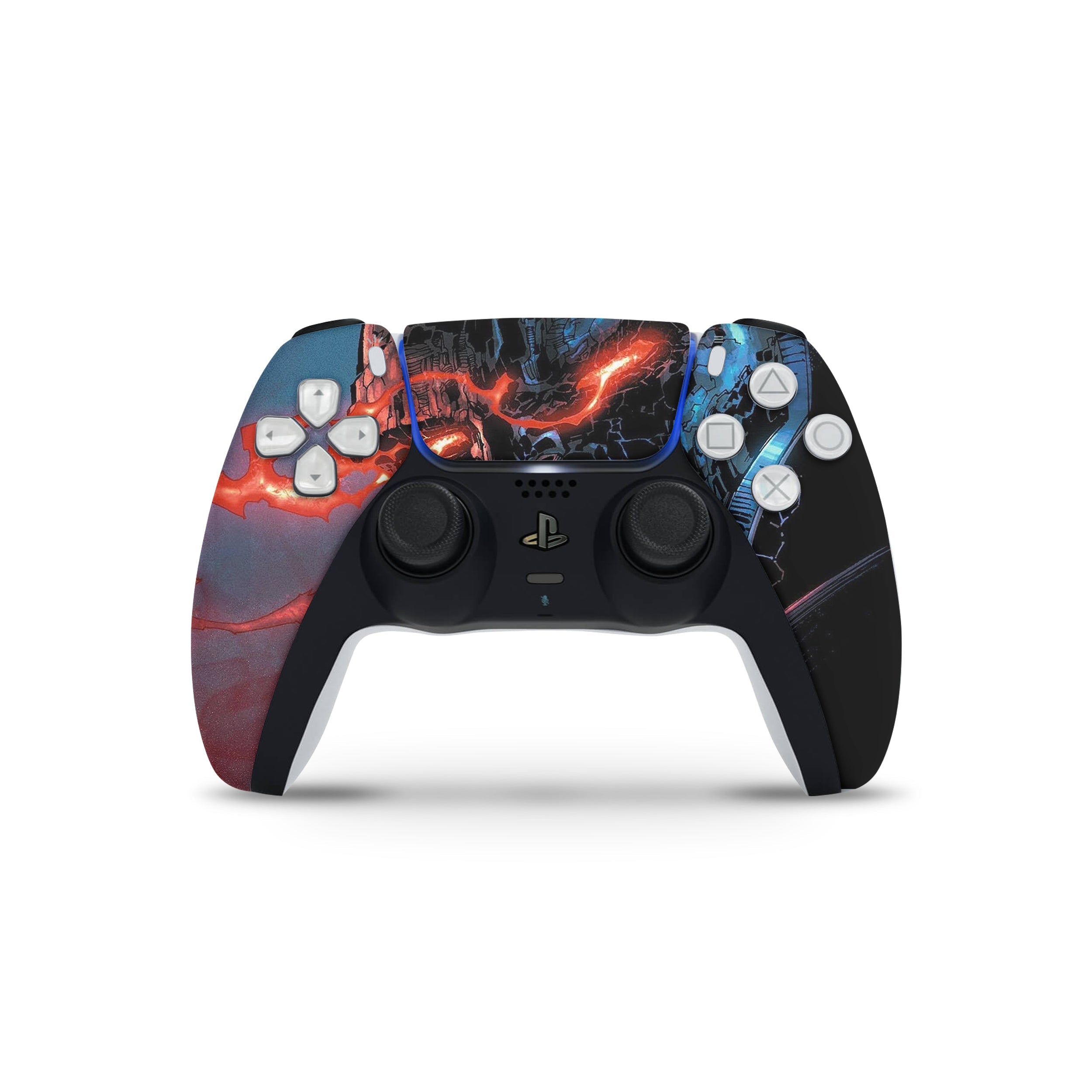 A video game skin featuring a DC Darkseid design for the PS5 DualSense Controller.
