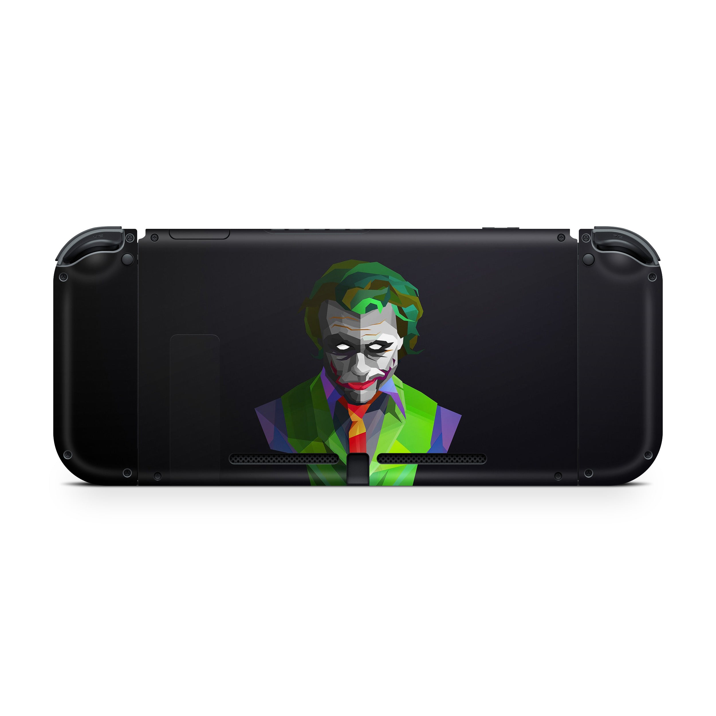 A video game skin featuring a DC Joker design for the Nintendo Switch.