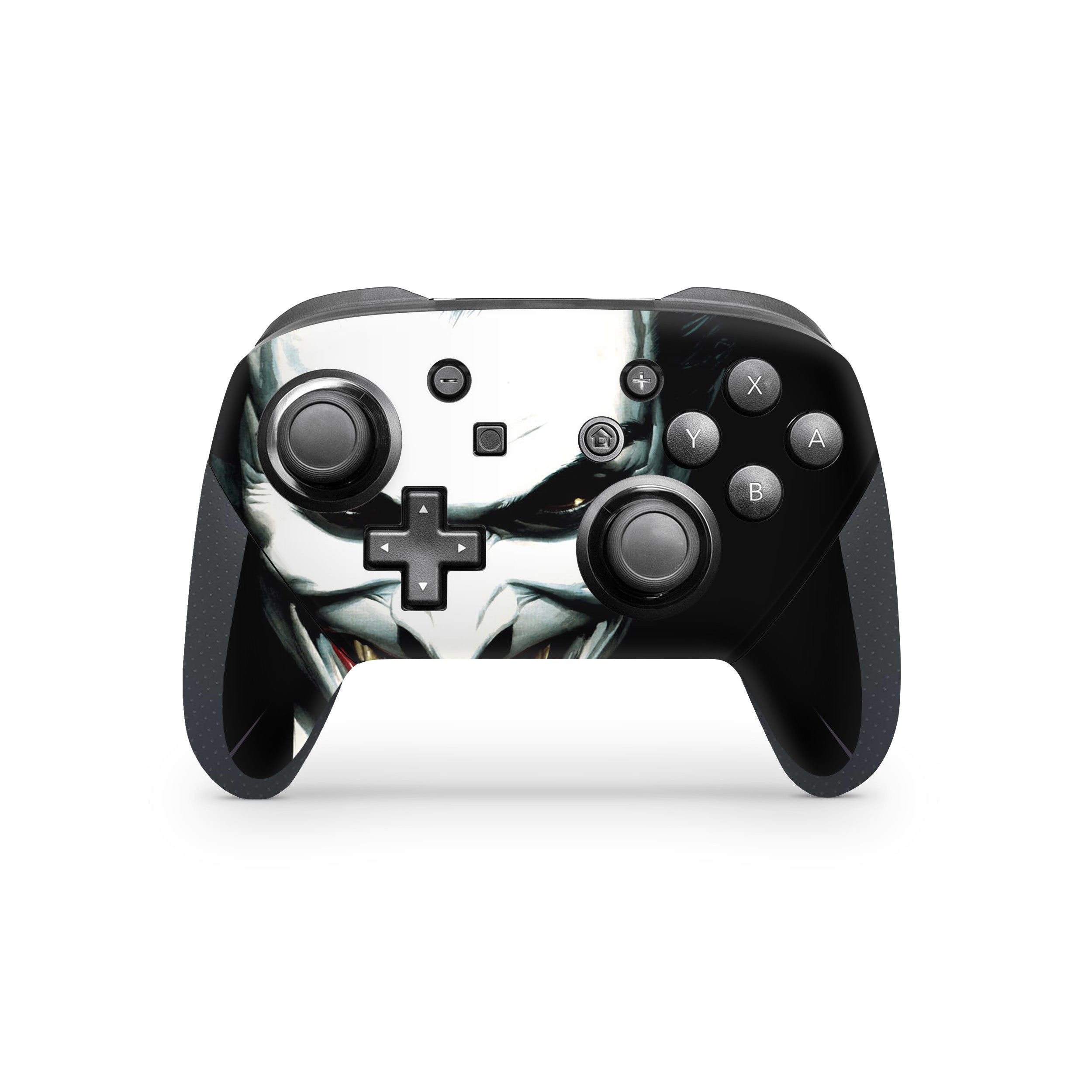 A video game skin featuring a DC Joker design for the Switch Pro Controller.