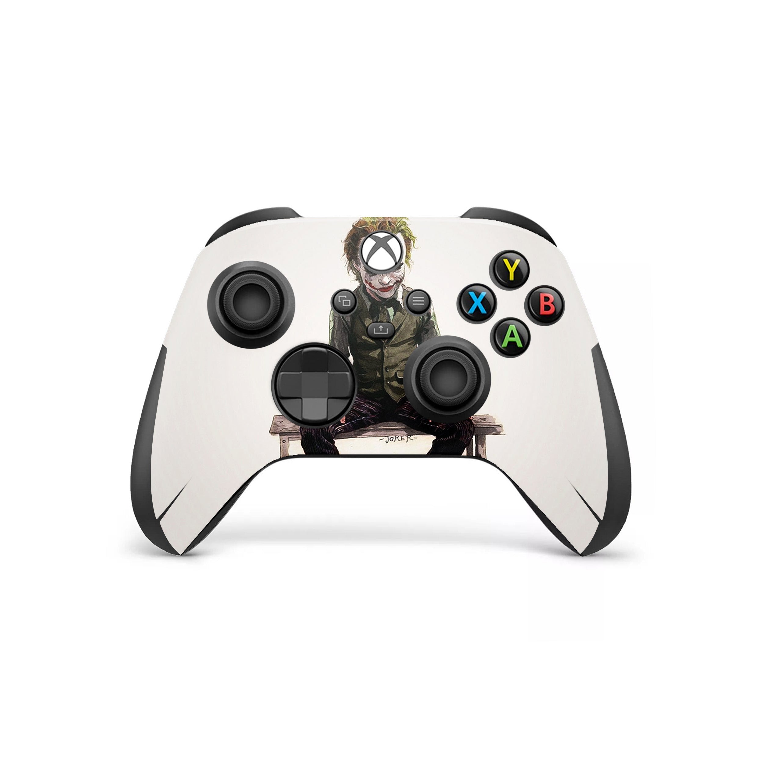A video game skin featuring a DC Joker design for the Xbox Wireless Controller.
