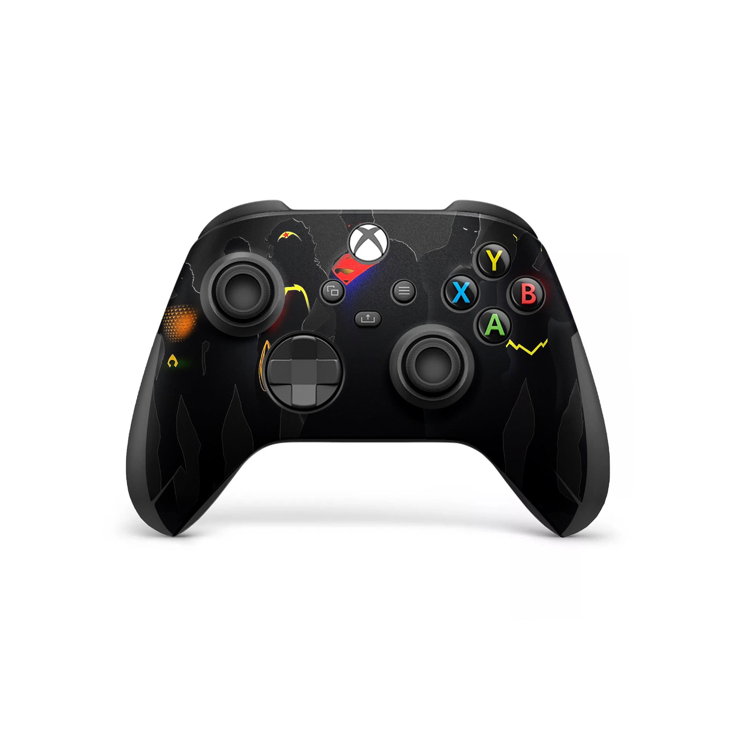 A video game skin featuring a DC Justice League design for the Xbox Wireless Controller.