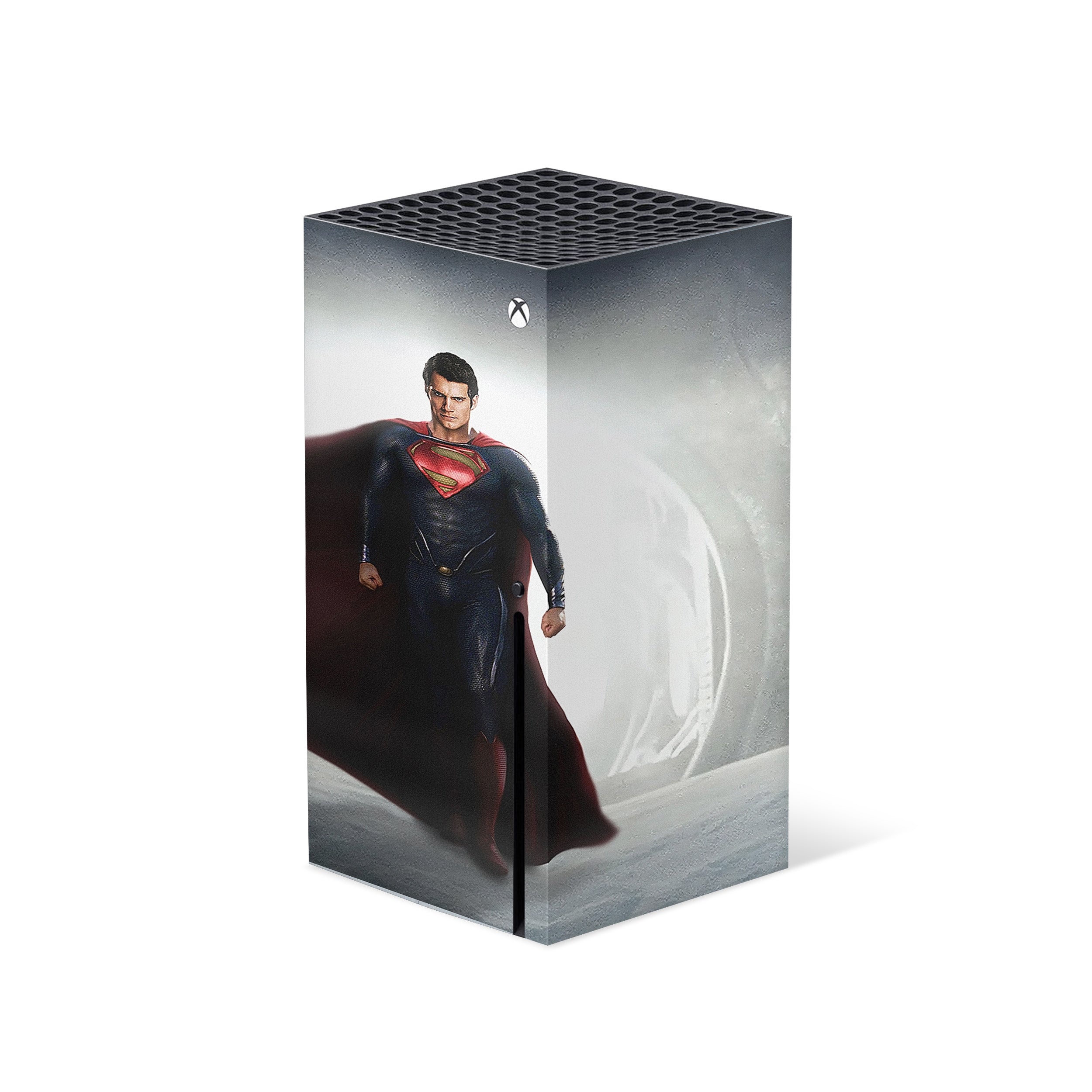 A video game skin featuring a DC Superman Man Of Steel design for the Xbox Series X.