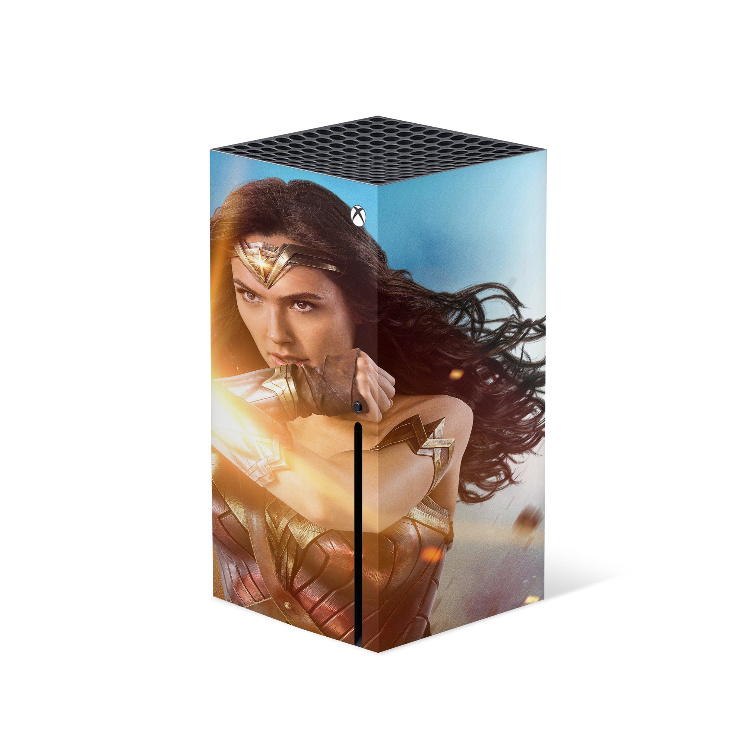 A video game skin featuring a DC Wonder Woman design for the Xbox Series X.