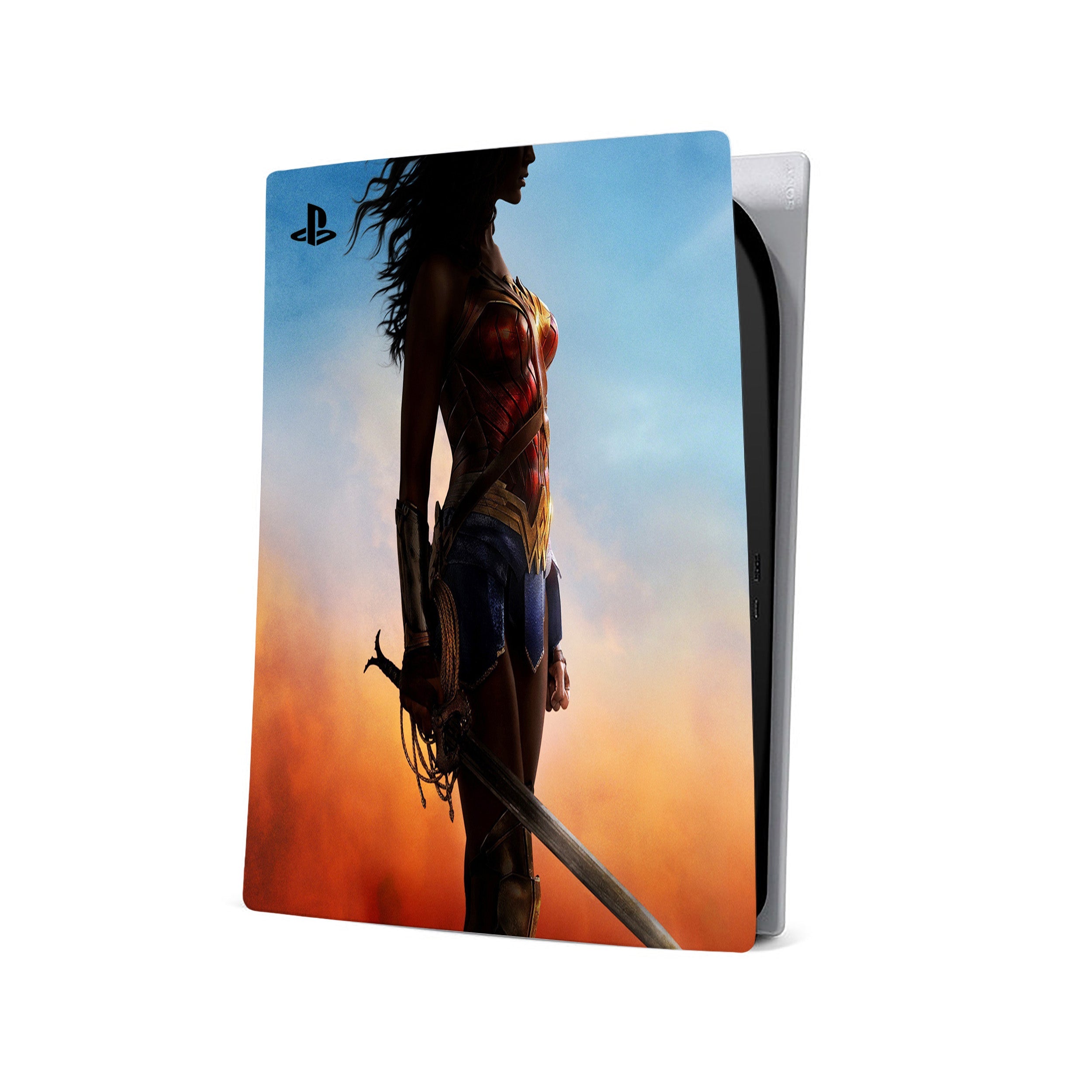 A video game skin featuring a DC Wonder Woman design for the PS5.