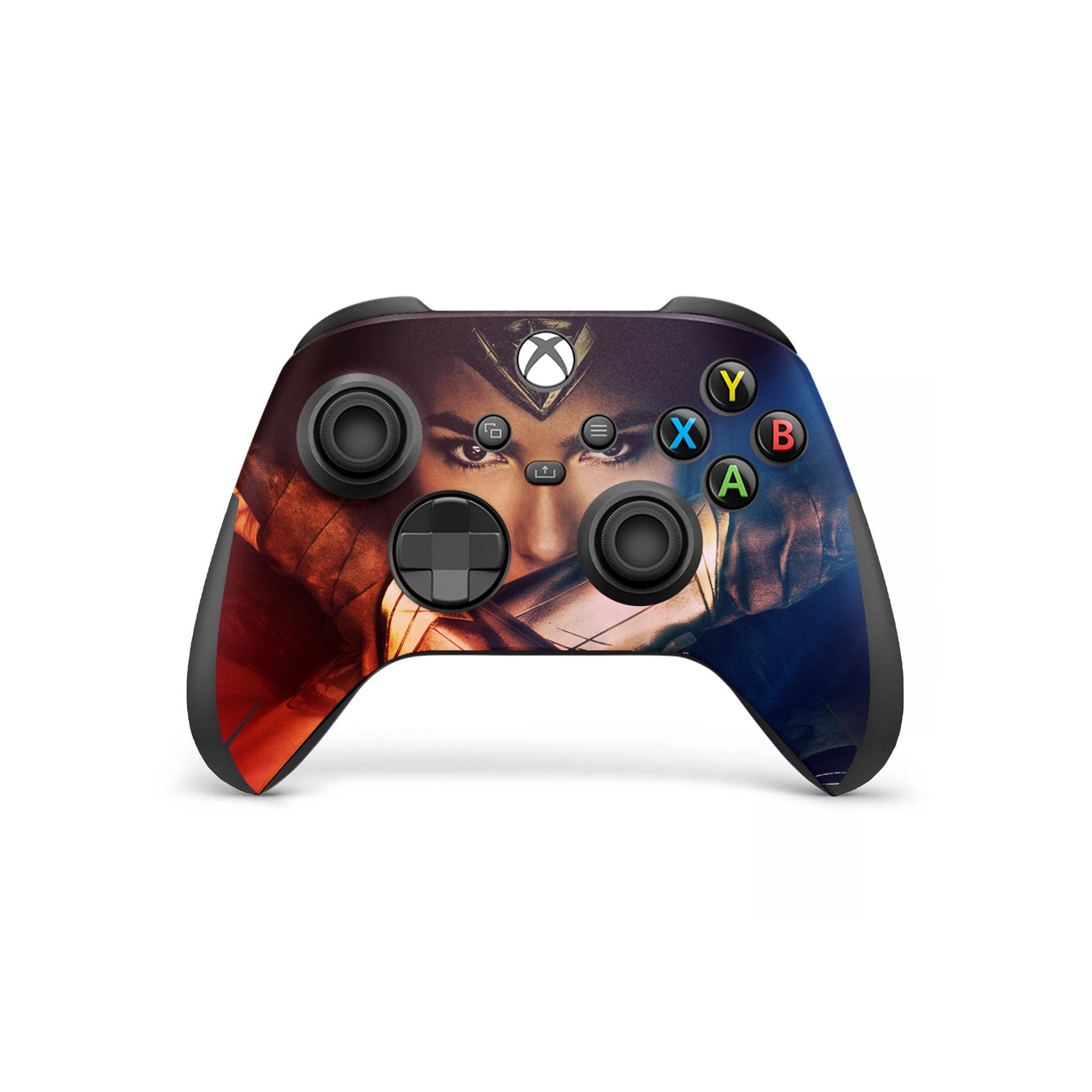 A video game skin featuring a DC Wonder Woman design for the Xbox Wireless Controller.