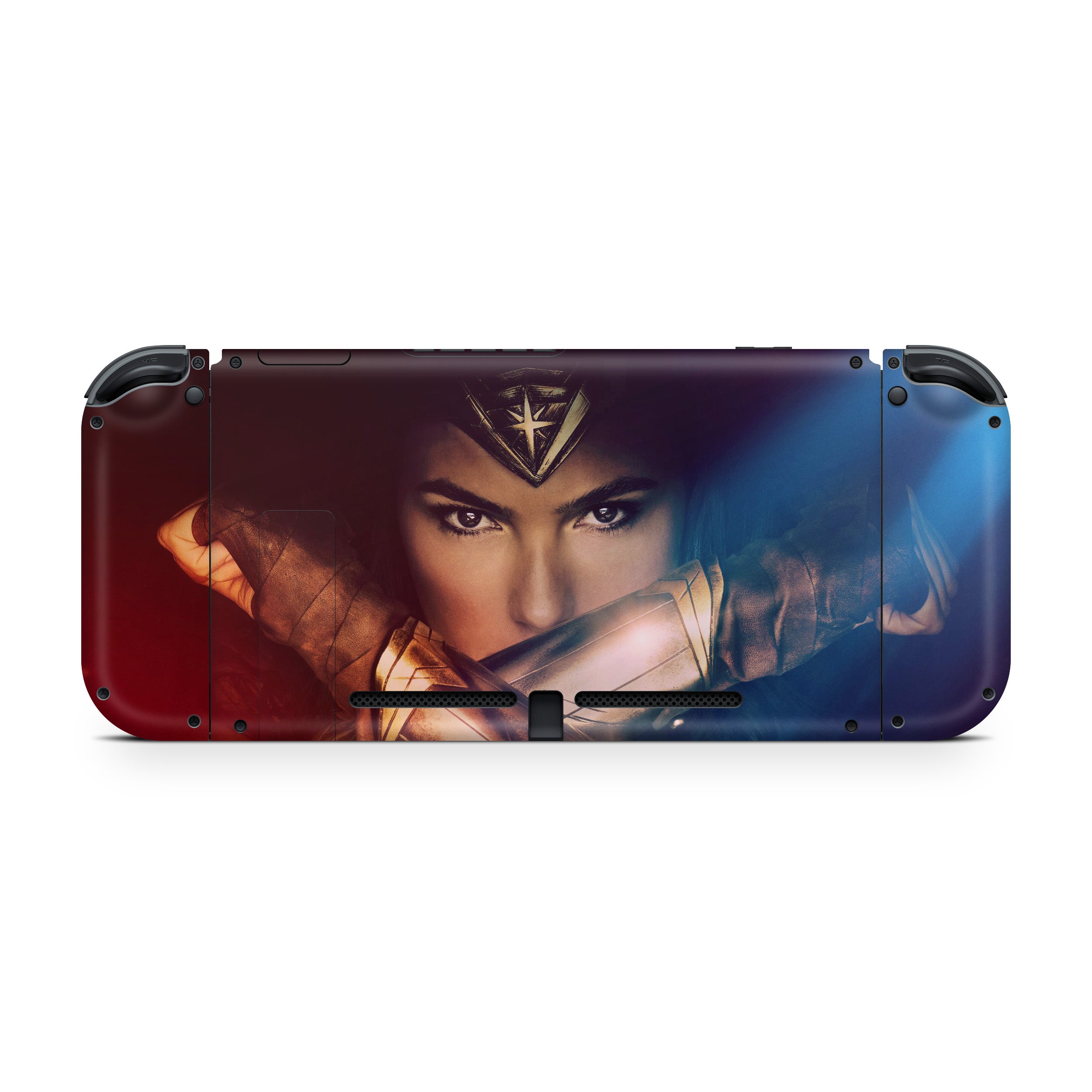 A video game skin featuring a DC Wonder Woman design for the Nintendo Switch.