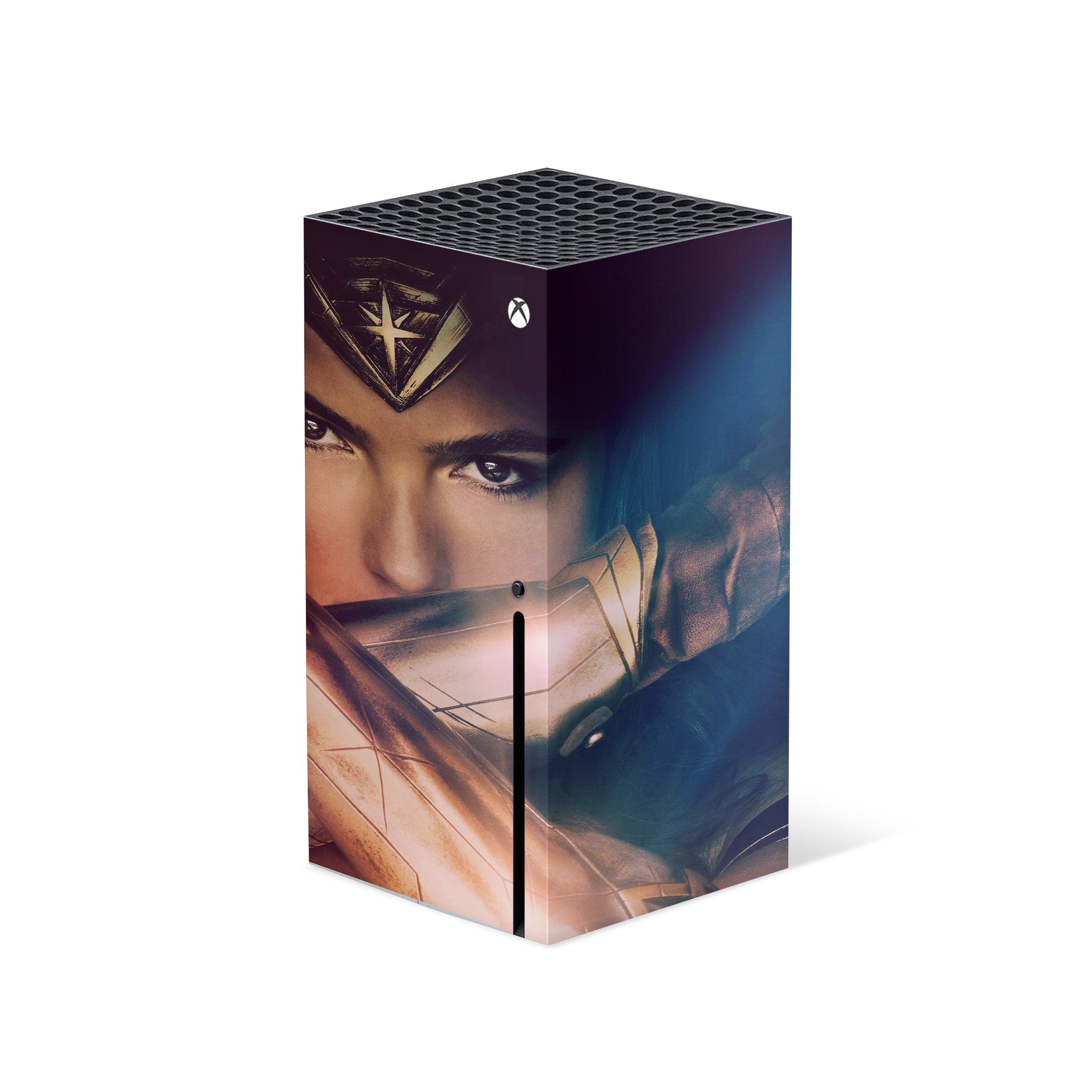 A video game skin featuring a DC Wonder Woman design for the Xbox Series X.