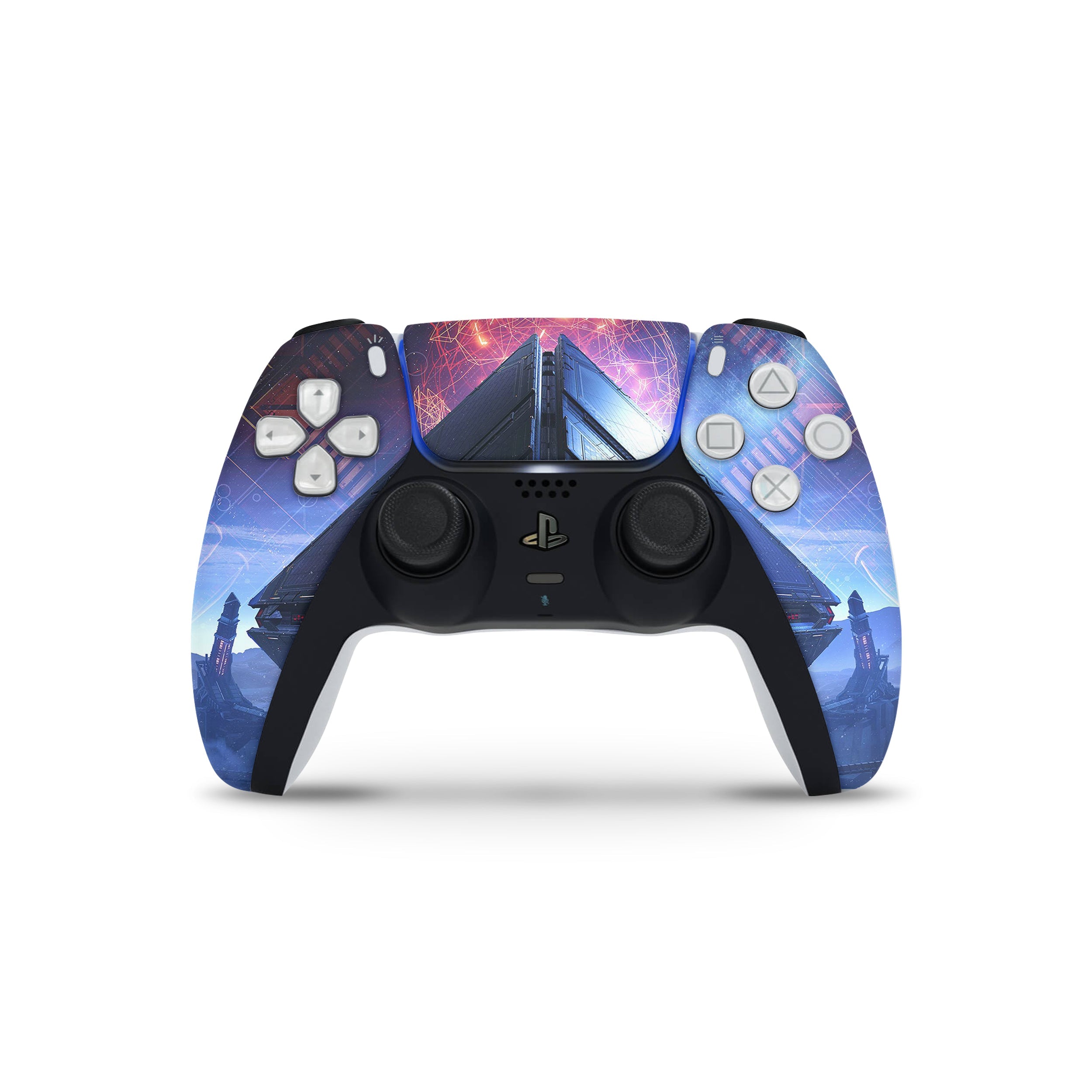 A video game skin featuring a Destiny 2 design for the PS5 DualSense Controller.
