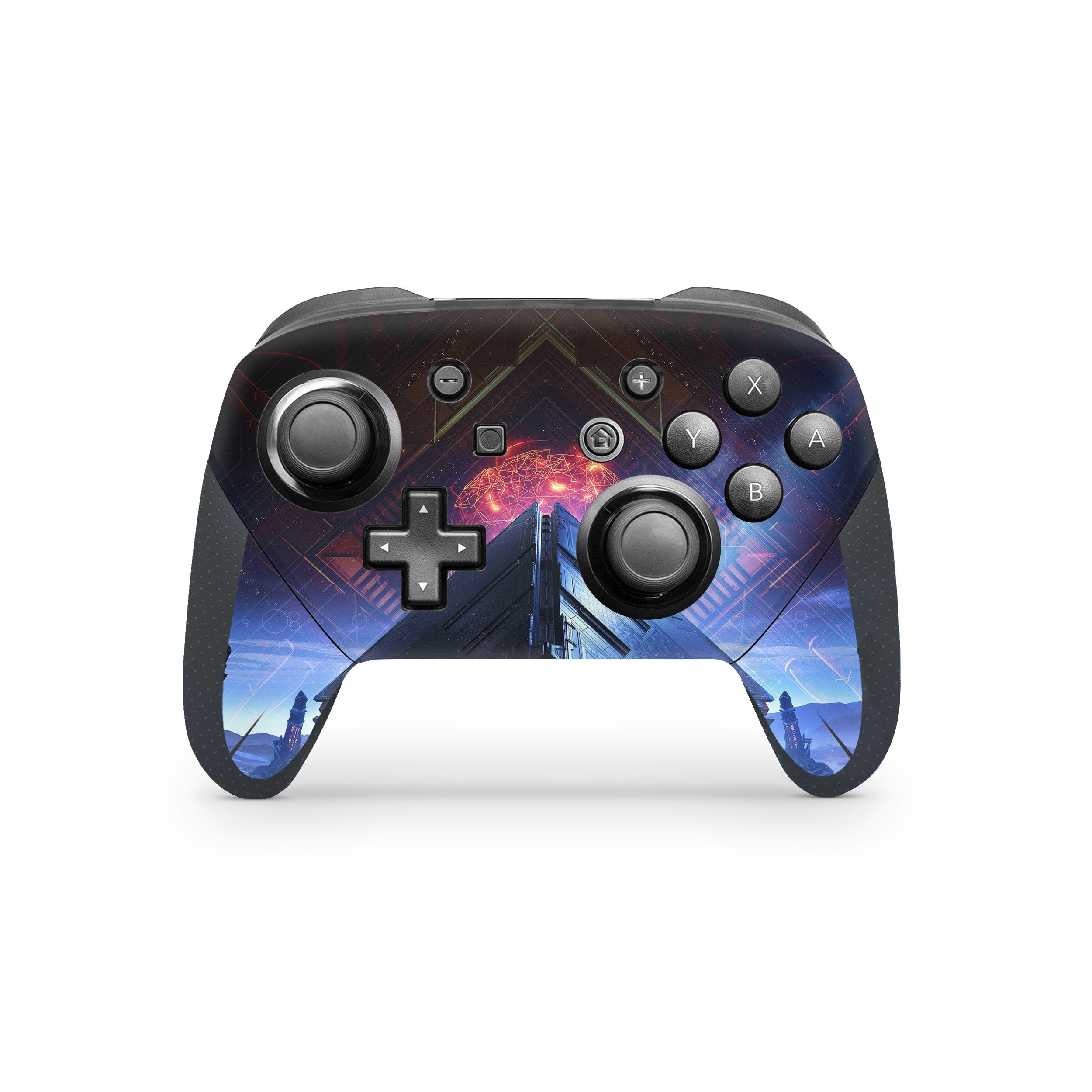 A video game skin featuring a Destiny 2 design for the Switch Pro Controller.