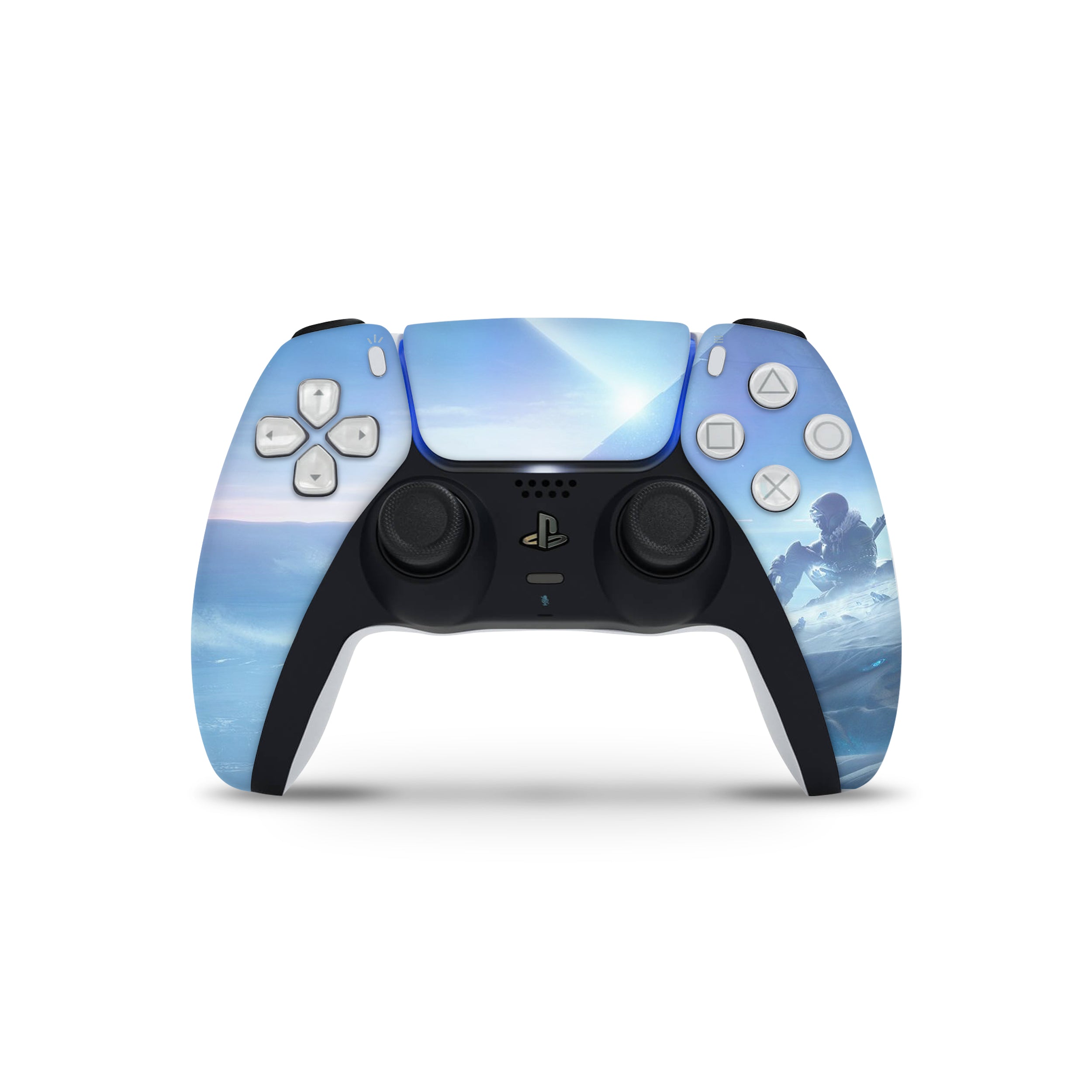 A video game skin featuring a Destiny 2 design for the PS5 DualSense Controller.