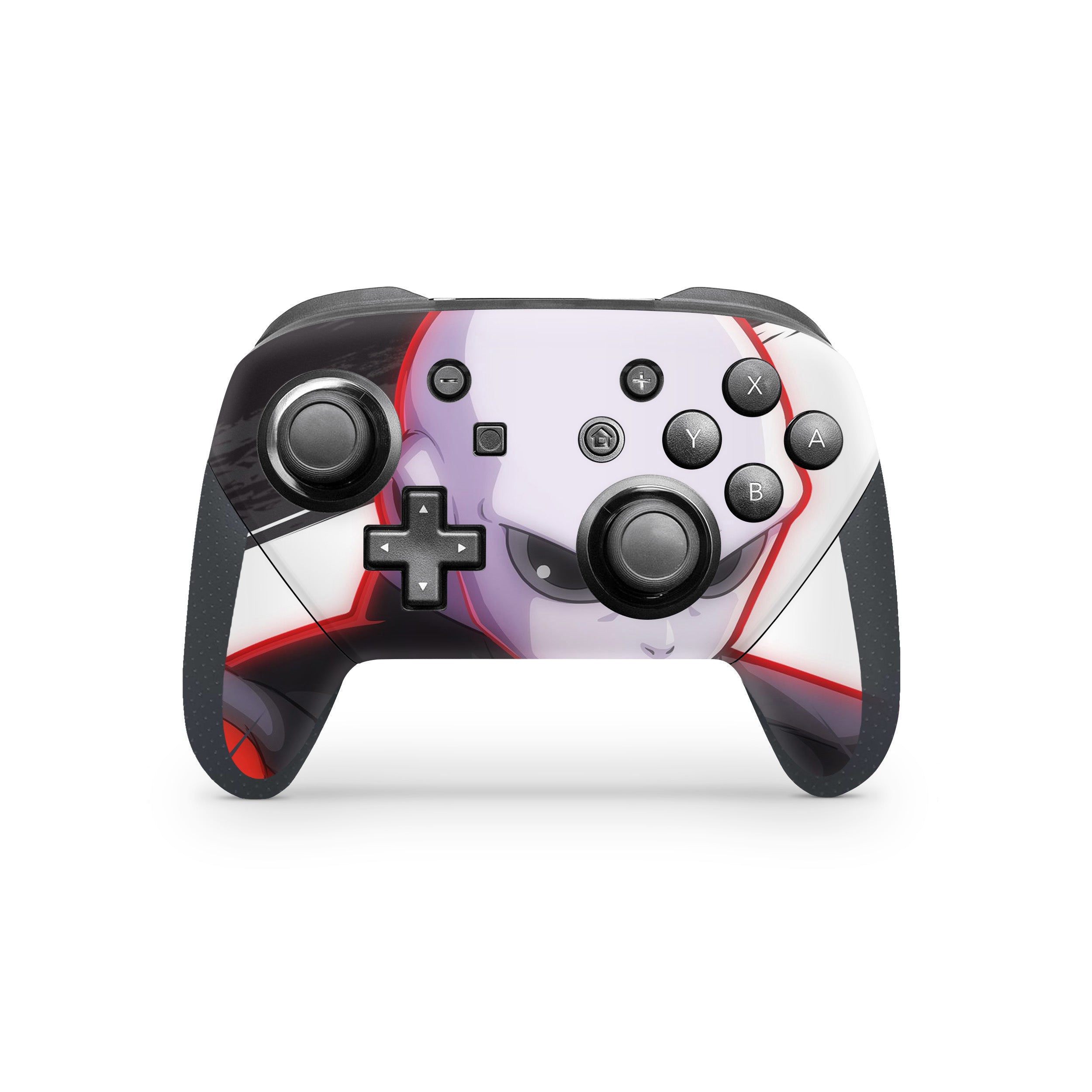 A video game skin featuring a Dragon Ball Fighterz Jiren design for the Switch Pro Controller.