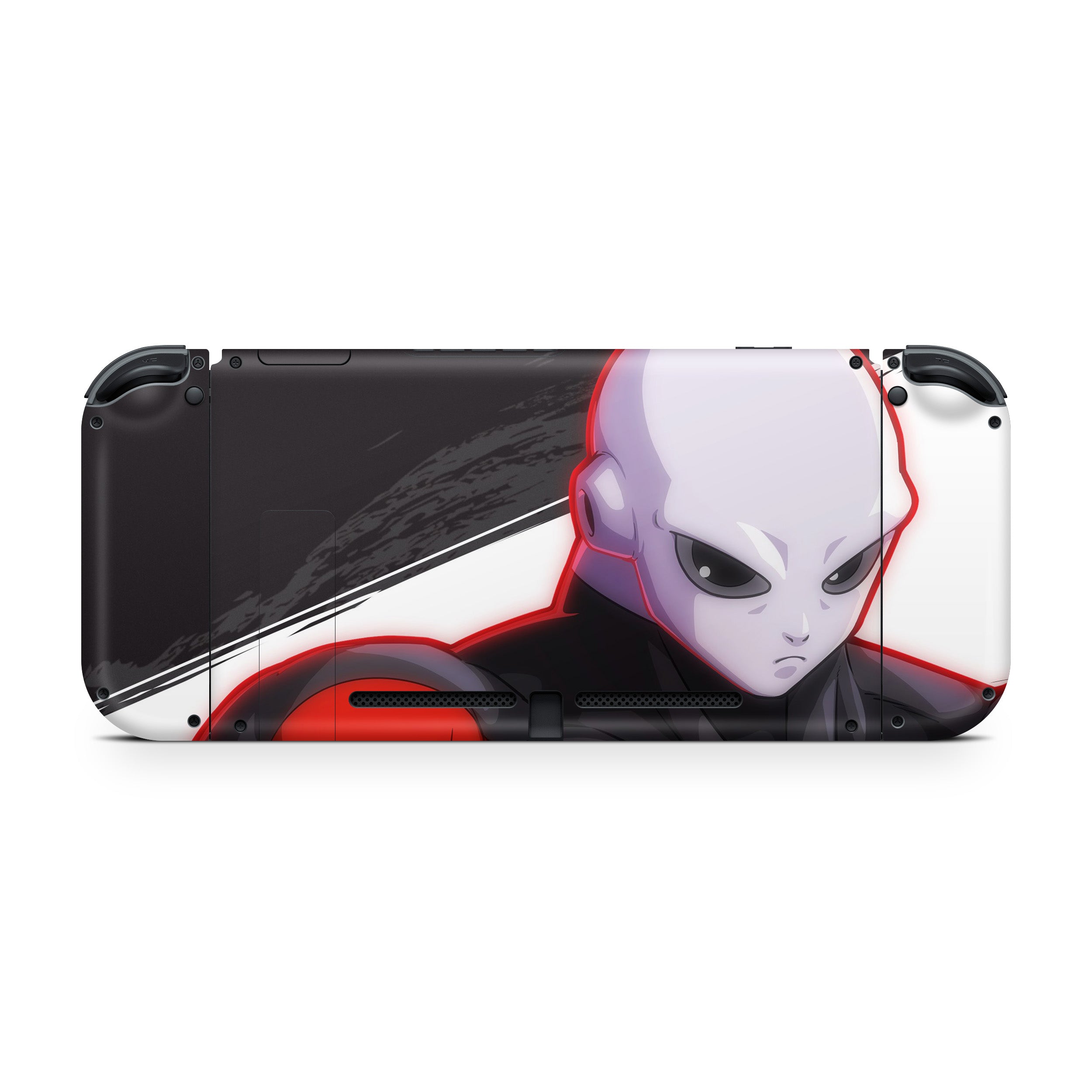 A video game skin featuring a Dragon Ball Fighterz Jiren design for the Nintendo Switch.