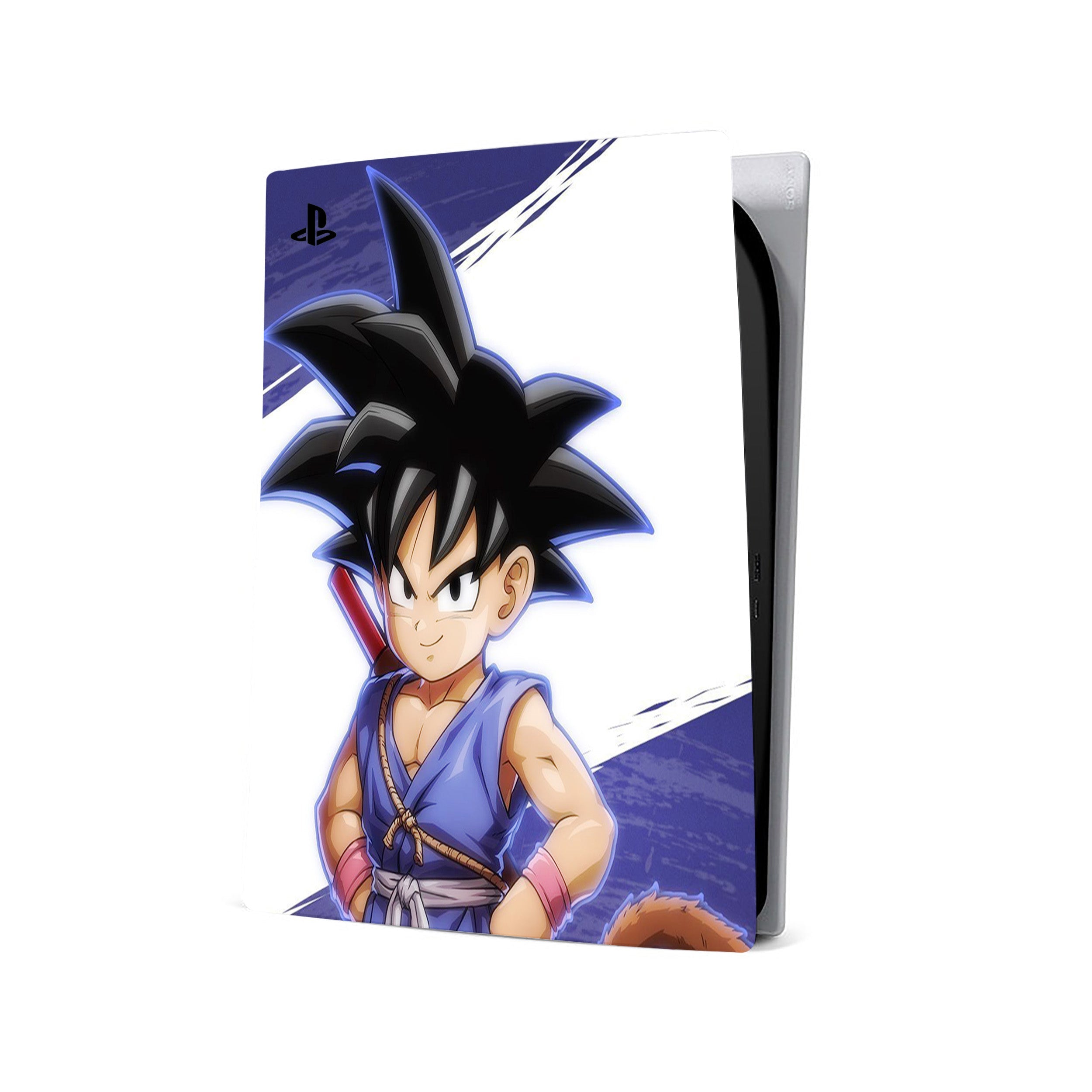 A video game skin featuring a Dragon Ball Fighterz Kid Goku design for the PS5.