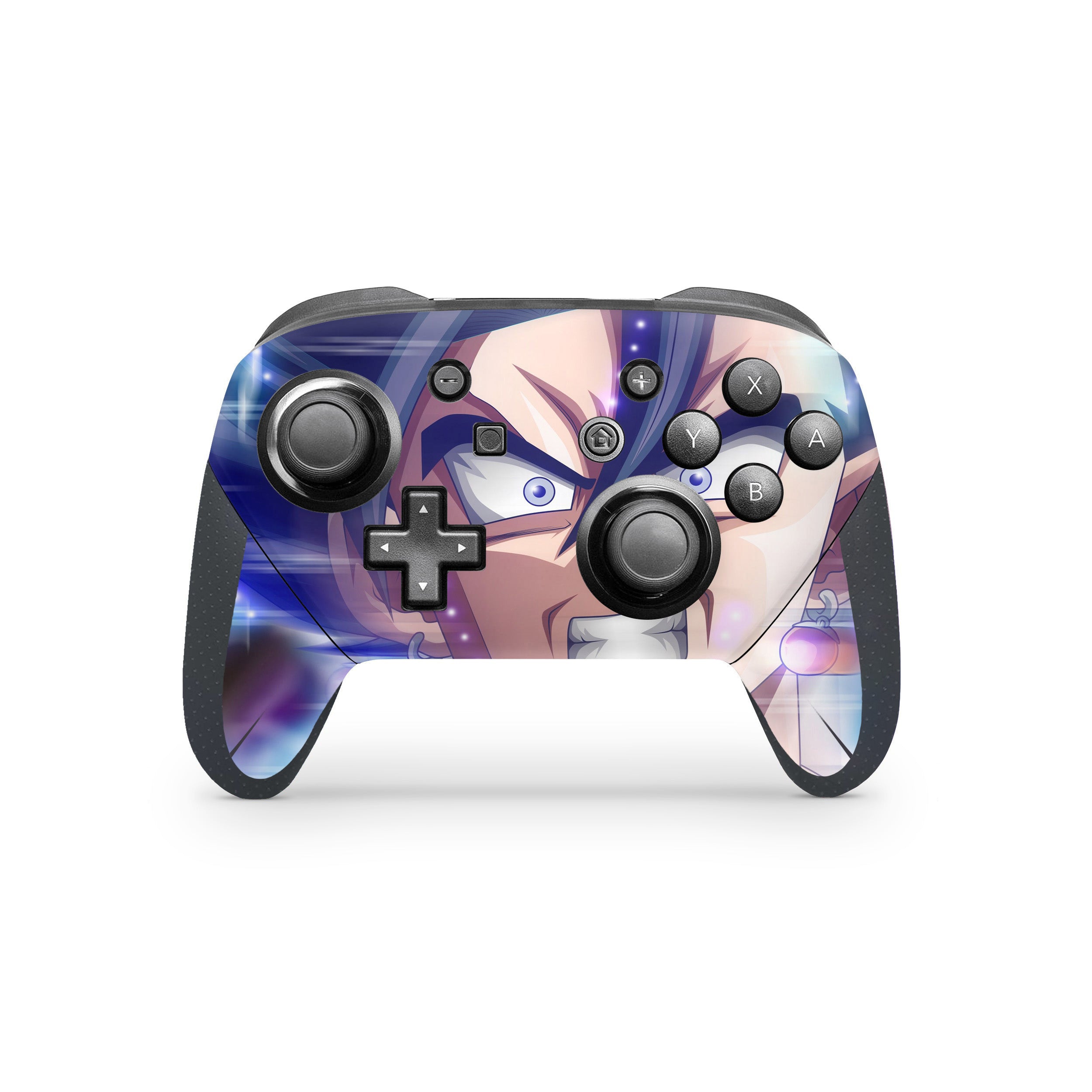 A video game skin featuring a Dragon Ball Fighterz Vegito design for the Switch Pro Controller.