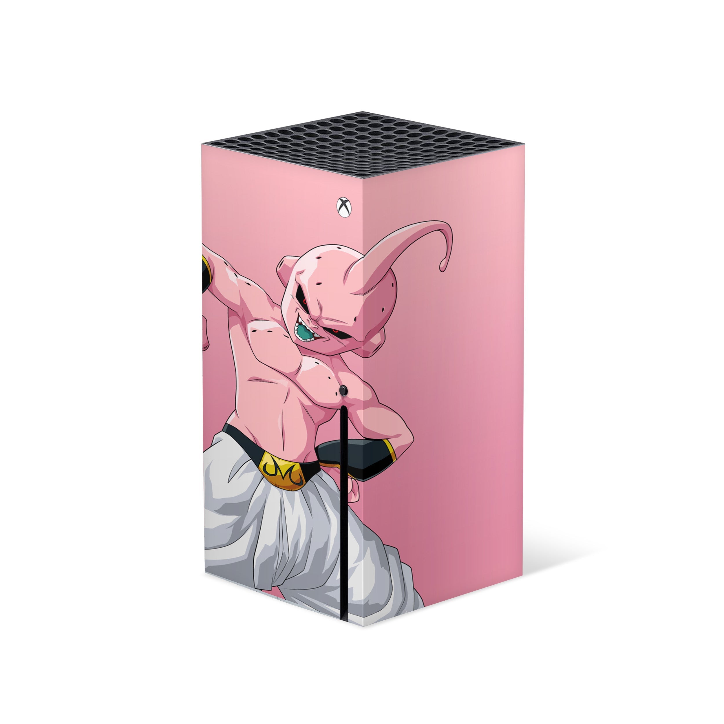 A video game skin featuring a Dragon Ball Z Kid Buu design for the Xbox Series X.