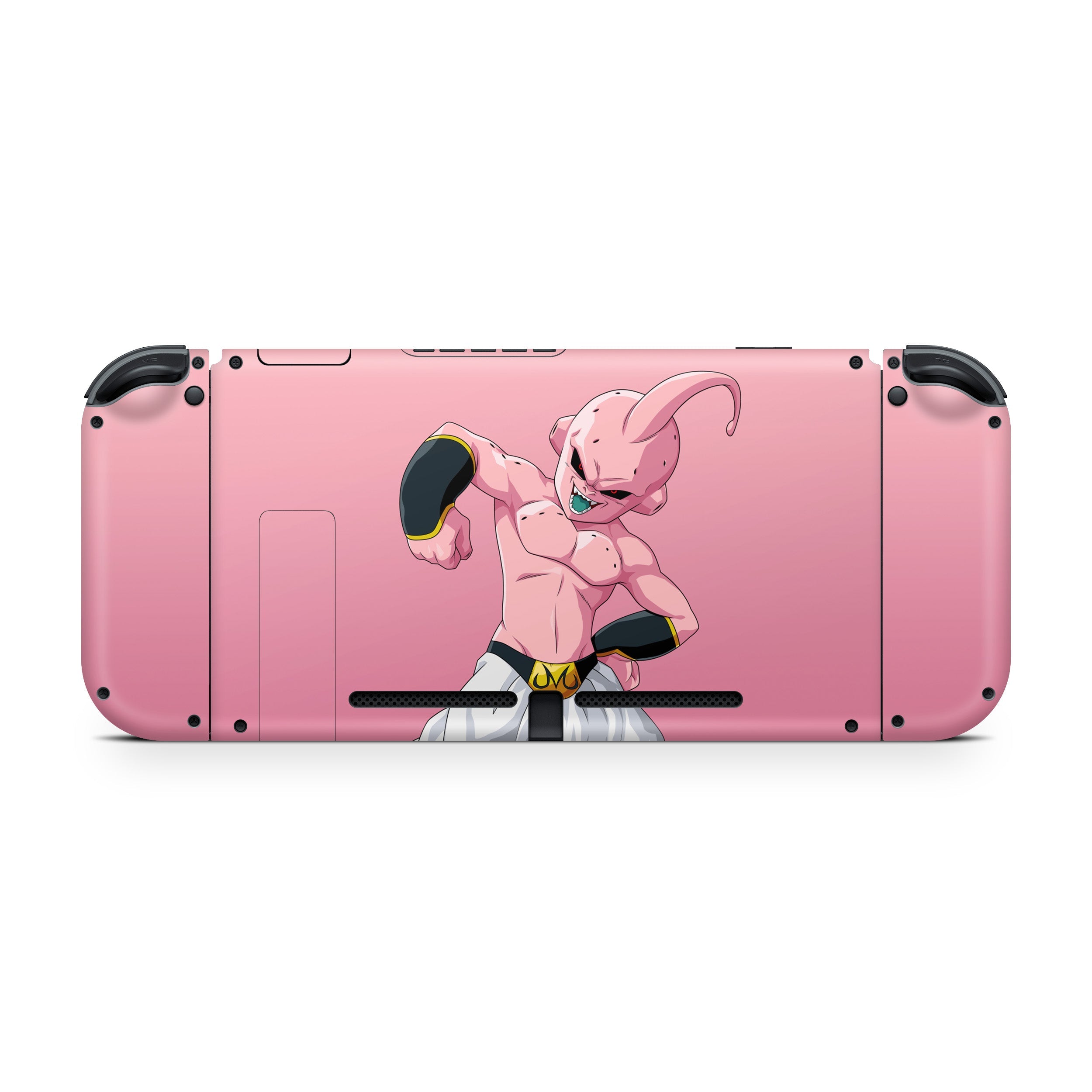 A video game skin featuring a Dragon Ball Z Kid Buu design for the Nintendo Switch.