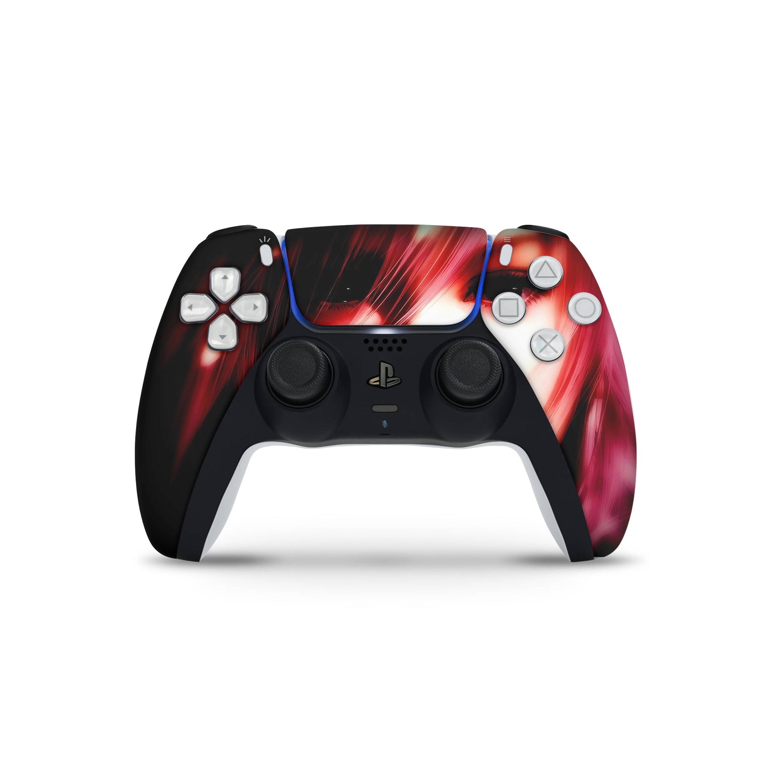 A video game skin featuring a Final Fantasy 13 Lightning design for the PS5 DualSense Controller.
