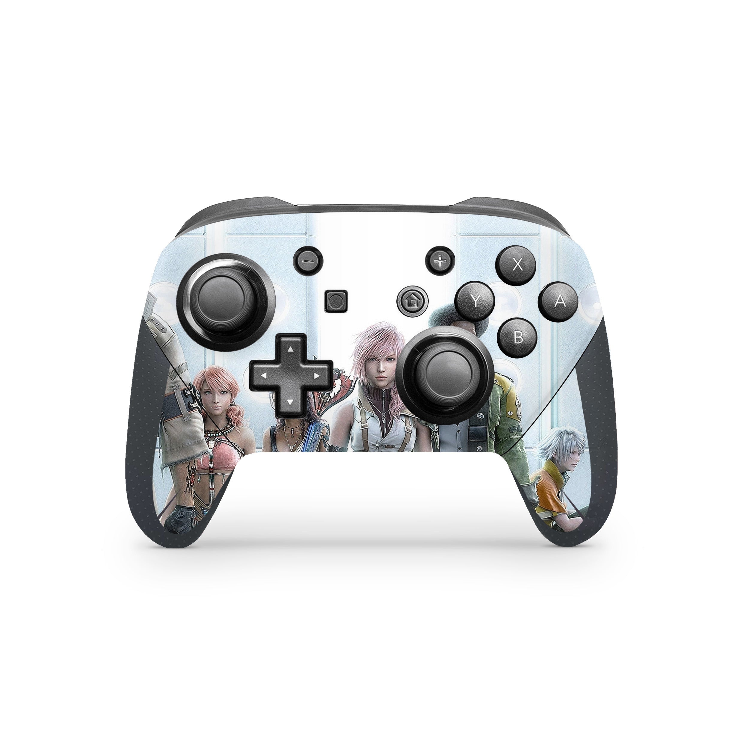 A video game skin featuring a Final Fantasy 13 Squad design for the Switch Pro Controller.