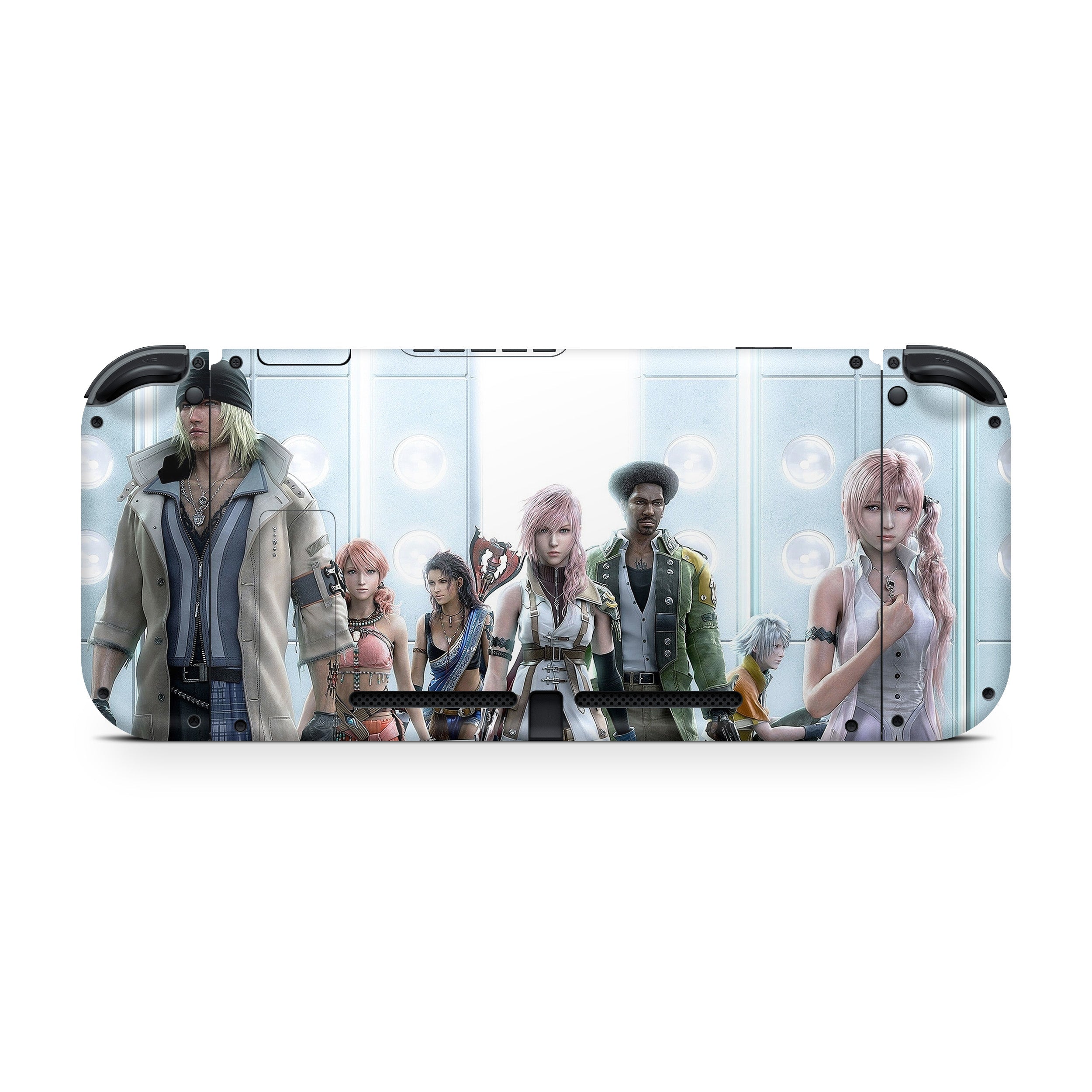 A video game skin featuring a Final Fantasy 13 Squad design for the Nintendo Switch.
