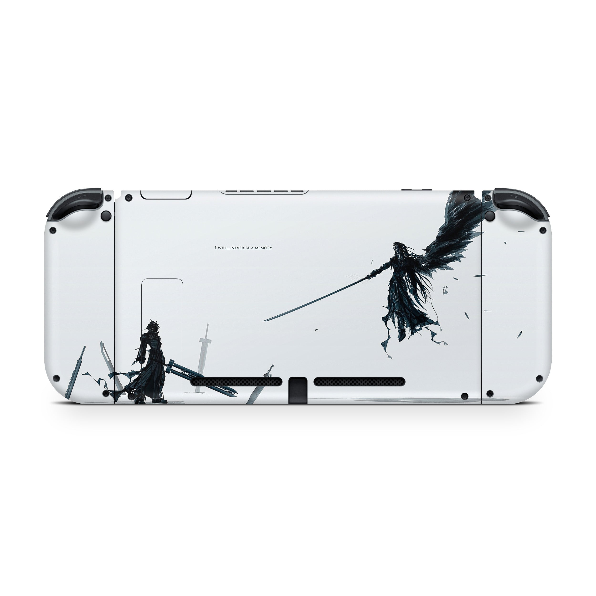 A video game skin featuring a Final Fantasy 7 Cloud design for the Nintendo Switch.