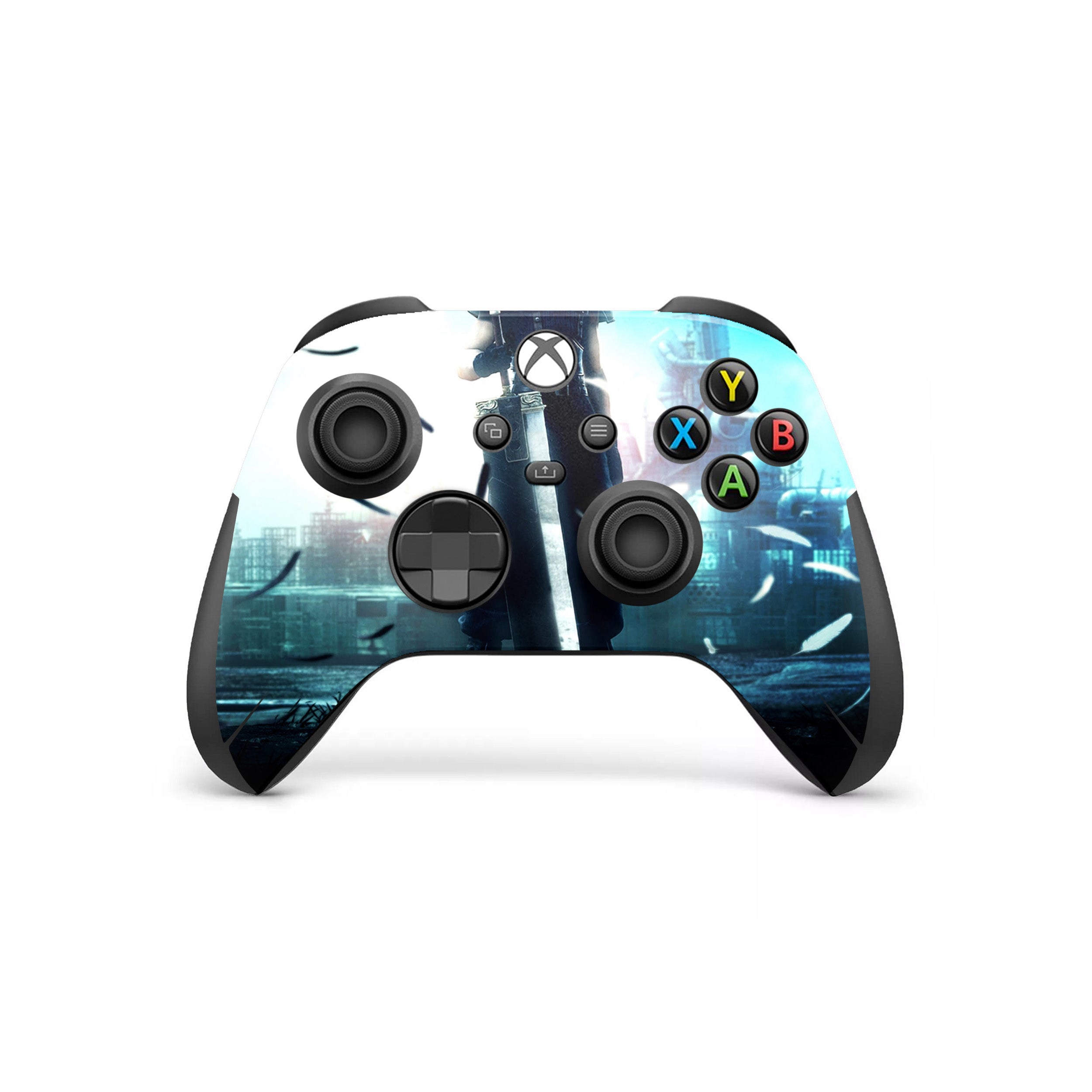 A video game skin featuring a Final Fantasy 7 Cloud And Sephiroth design for the Xbox Wireless Controller.