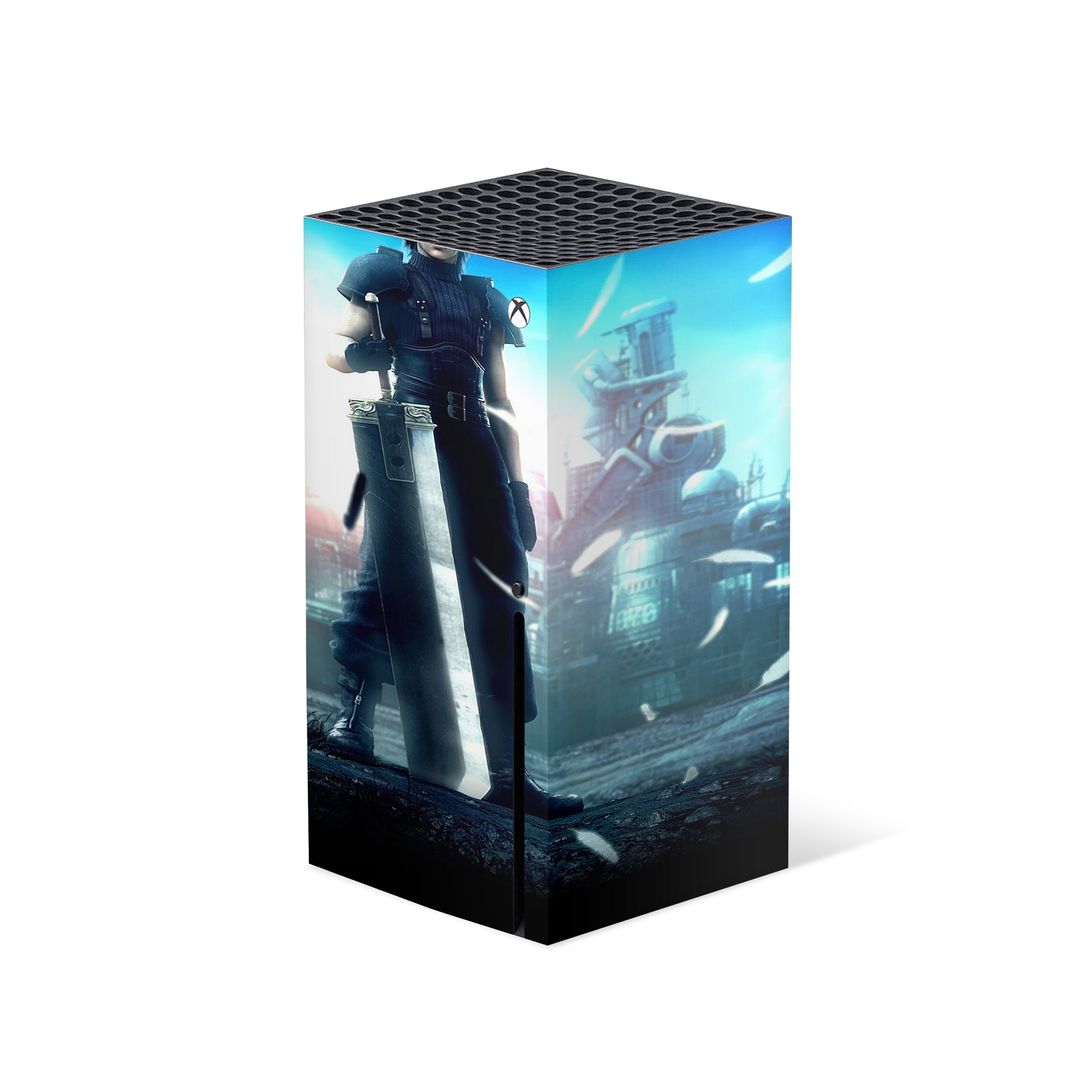 A video game skin featuring a Final Fantasy 7 Cloud And Sephiroth design for the Xbox Series X.
