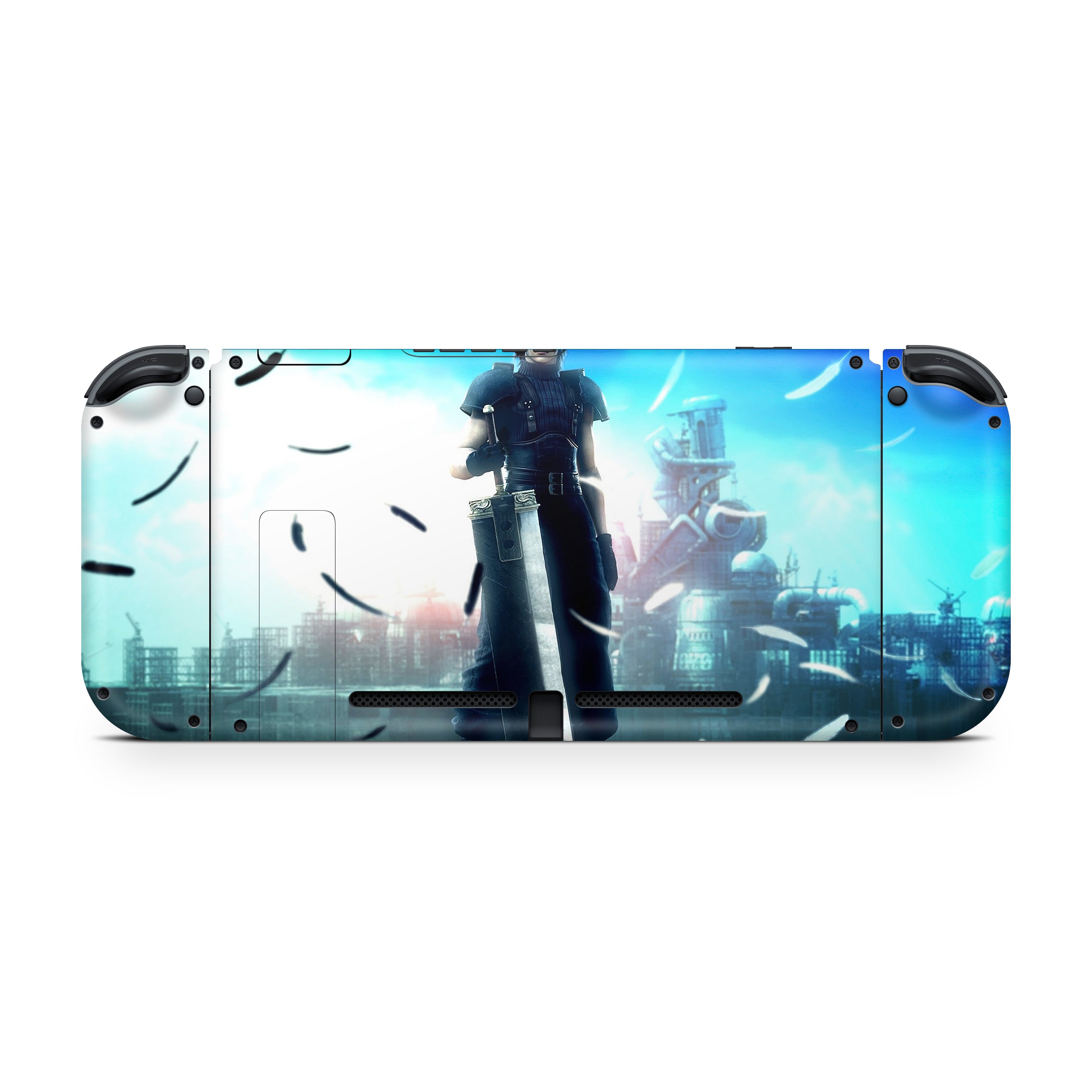 A video game skin featuring a Final Fantasy 7 Cloud And Sephiroth design for the Nintendo Switch.