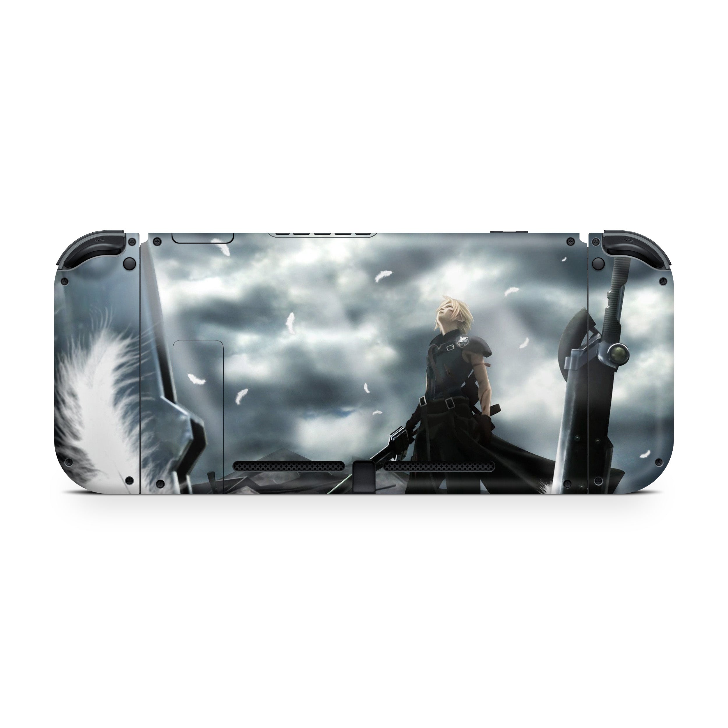 A video game skin featuring a Final Fantasy 7 Cloud Reborn design for the Nintendo Switch.