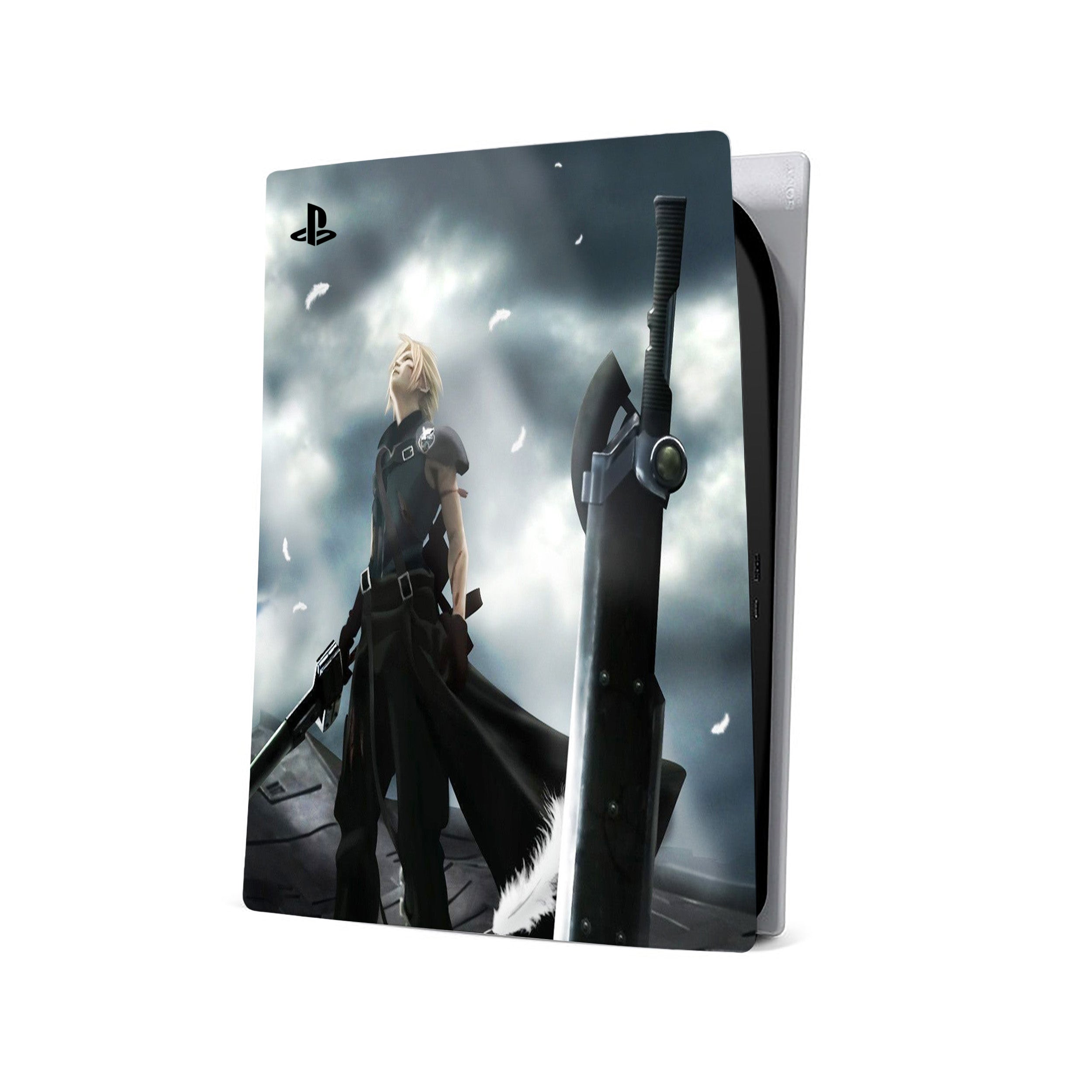 A video game skin featuring a Final Fantasy 7 Cloud Reborn design for the PS5.