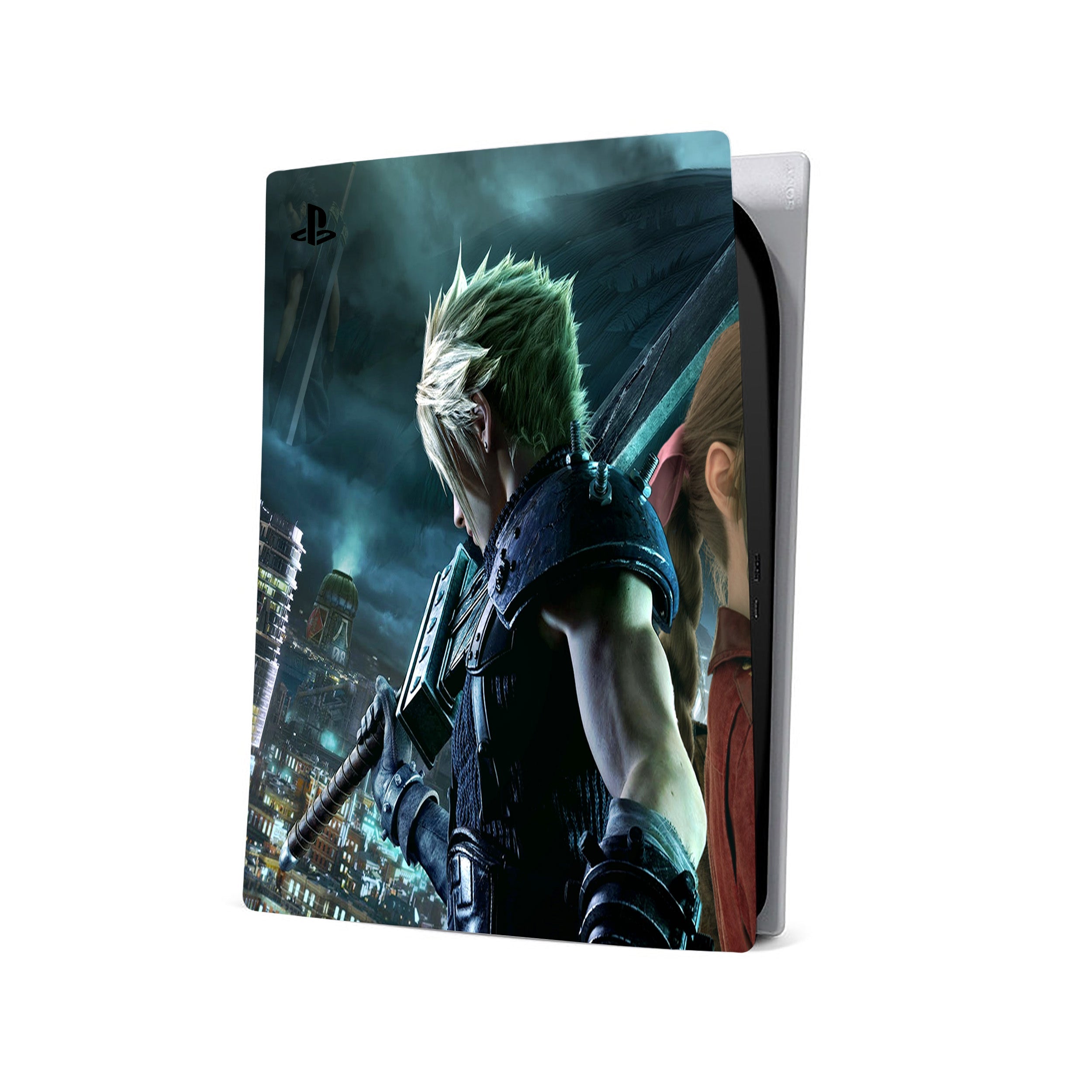 A video game skin featuring a Final Fantasy 7 Group design for the PS5.
