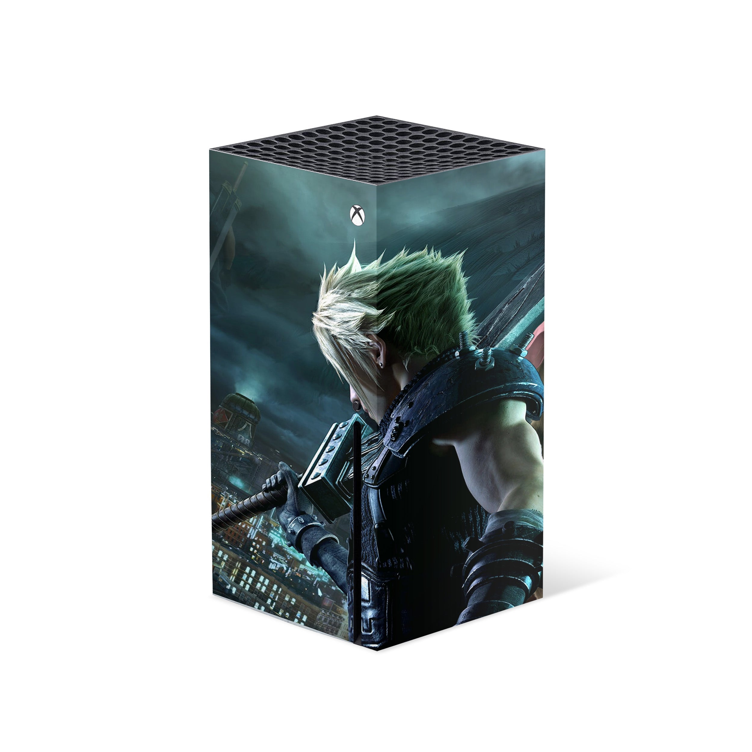 A video game skin featuring a Final Fantasy 7 Group design for the Xbox Series X.