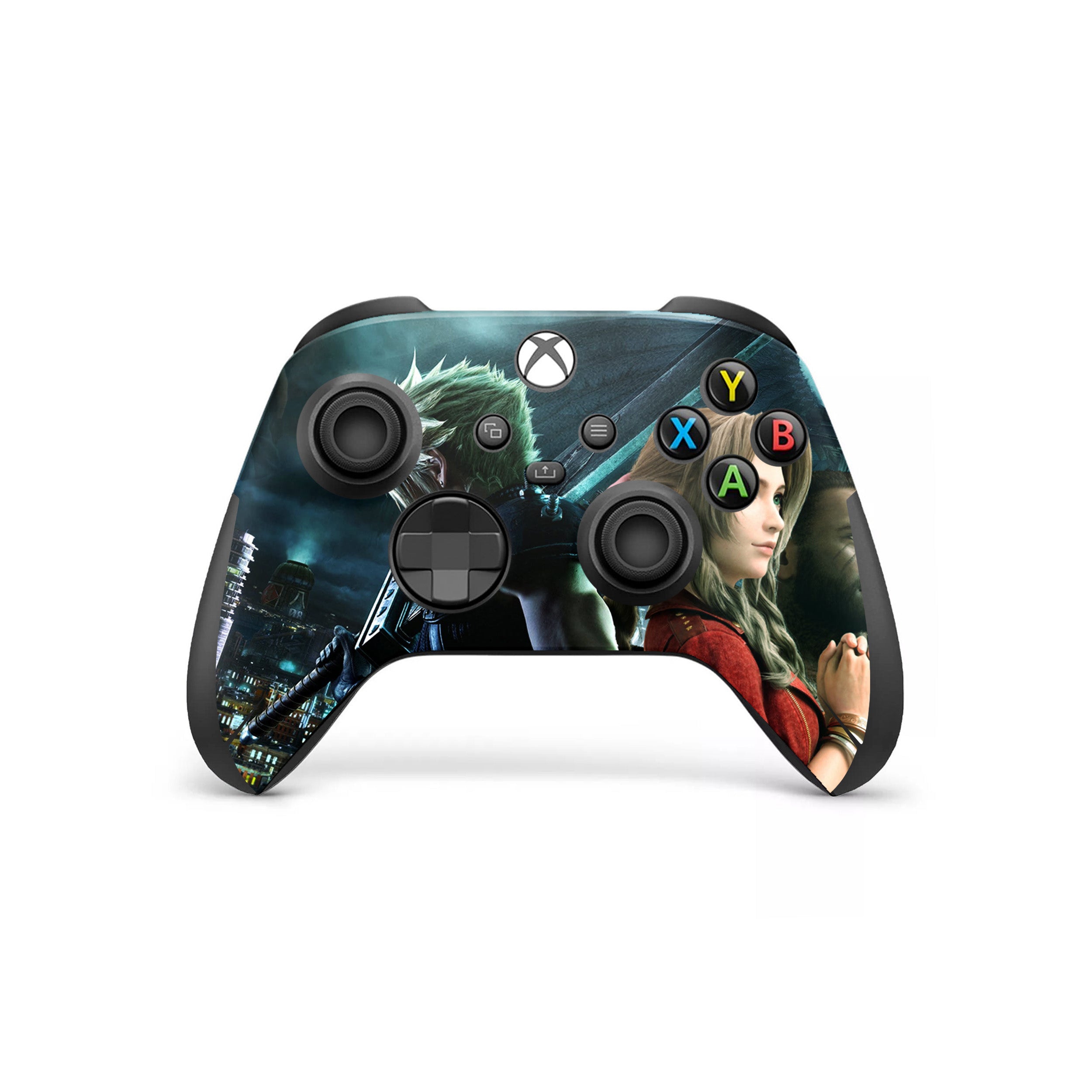 A video game skin featuring a Final Fantasy 7 Group design for the Xbox Wireless Controller.