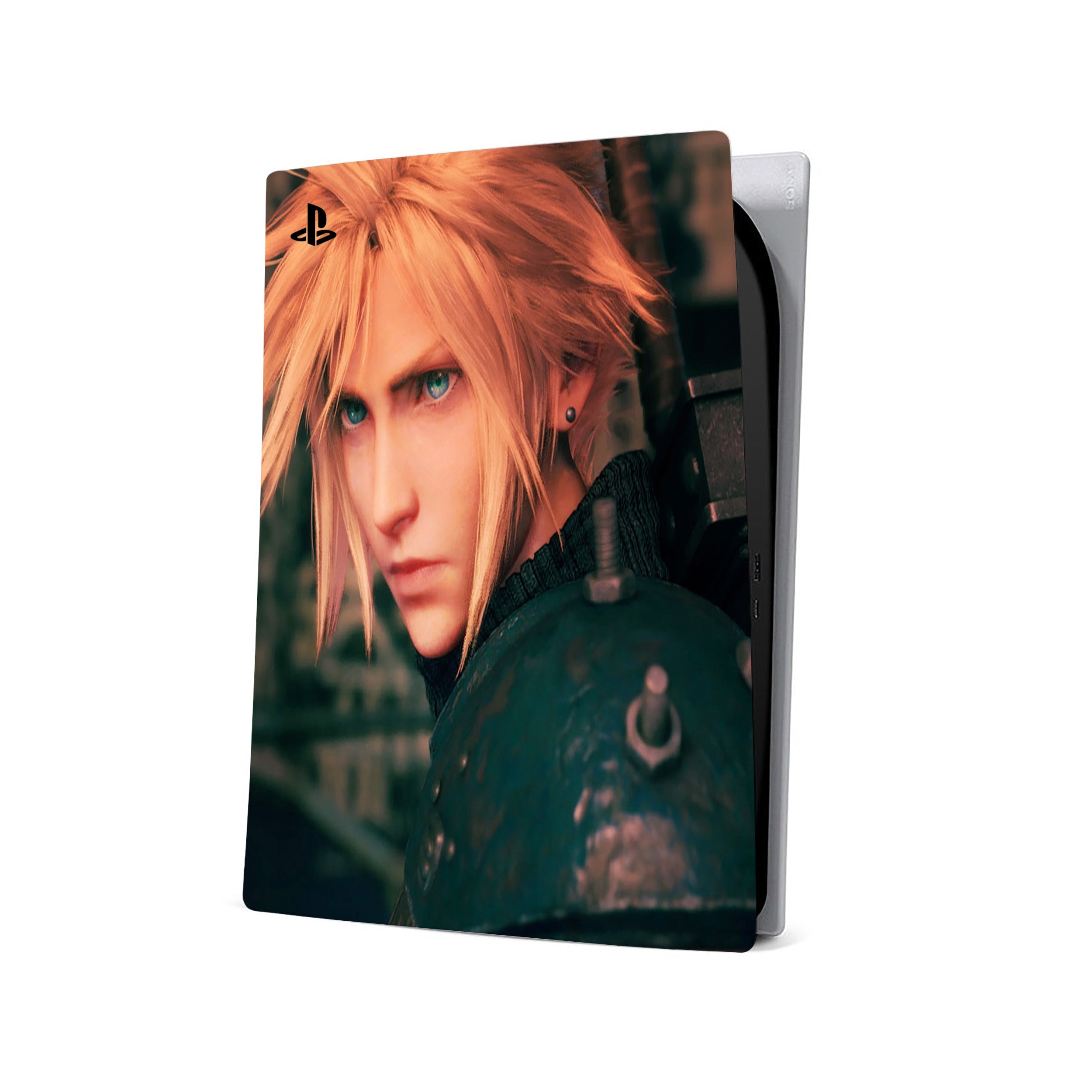 A video game skin featuring a Final Fantasy 7 Remake Cloud design for the PS5.