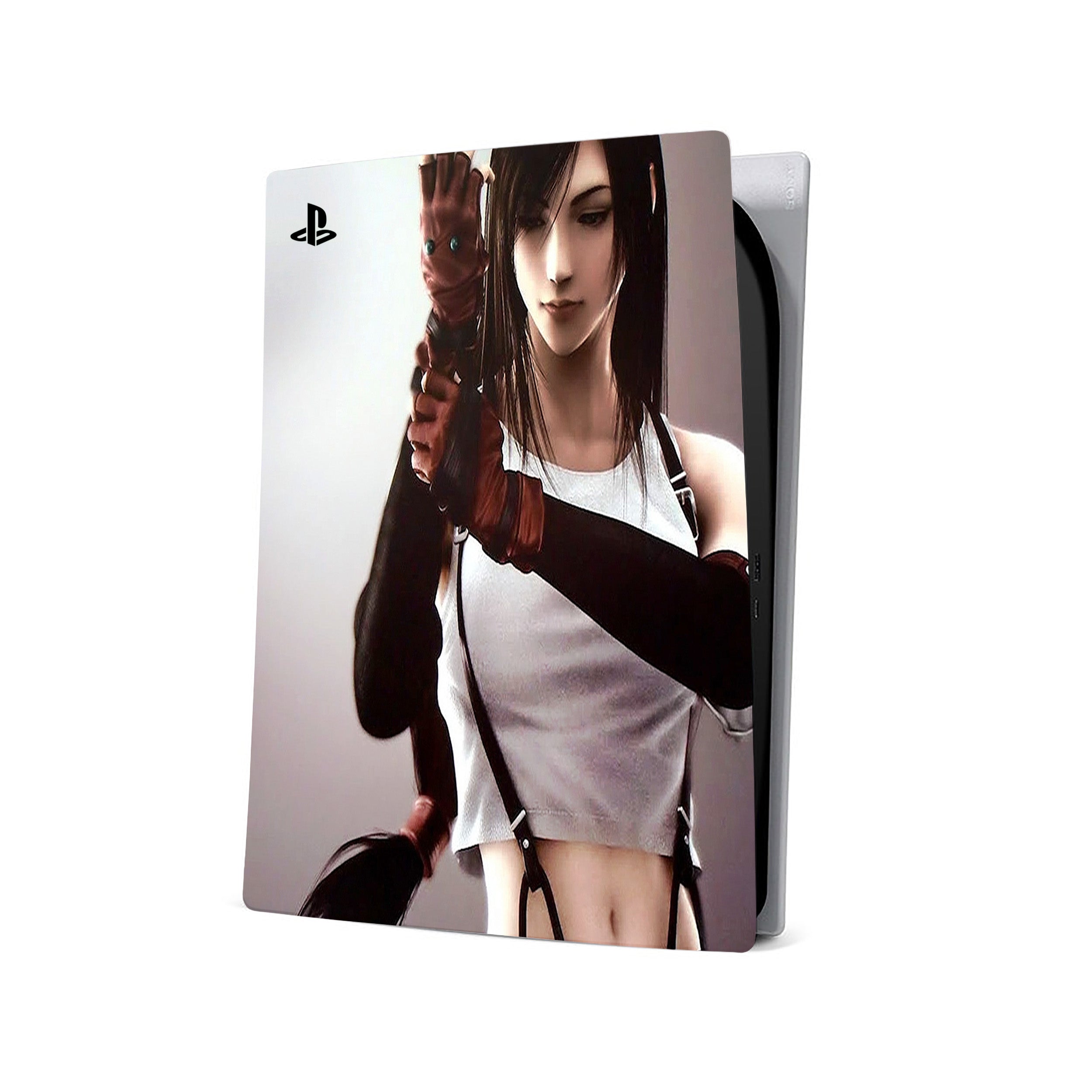A video game skin featuring a Final Fantasy 7 Tifa design for the PS5.