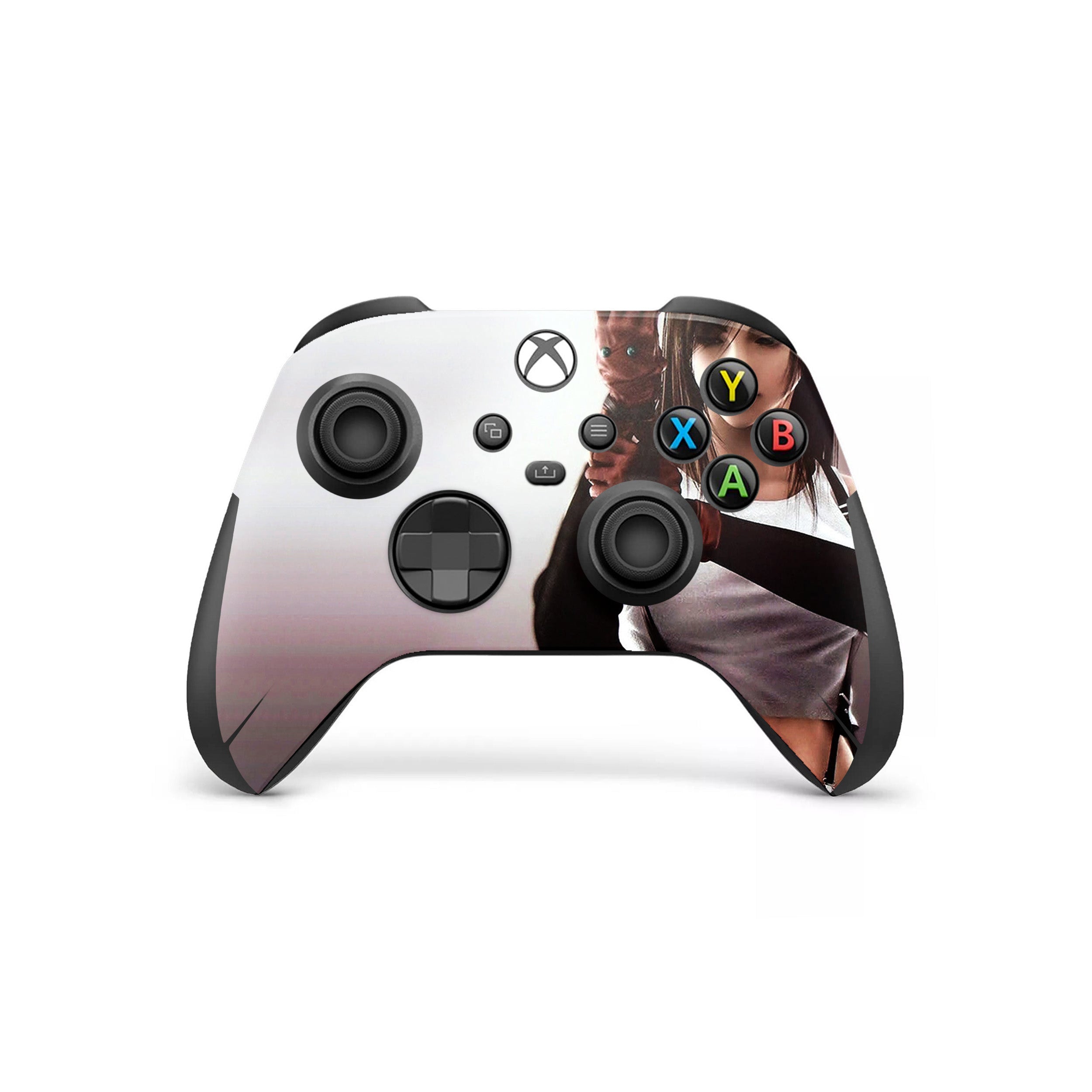 A video game skin featuring a Final Fantasy 7 Tifa design for the Xbox Wireless Controller.
