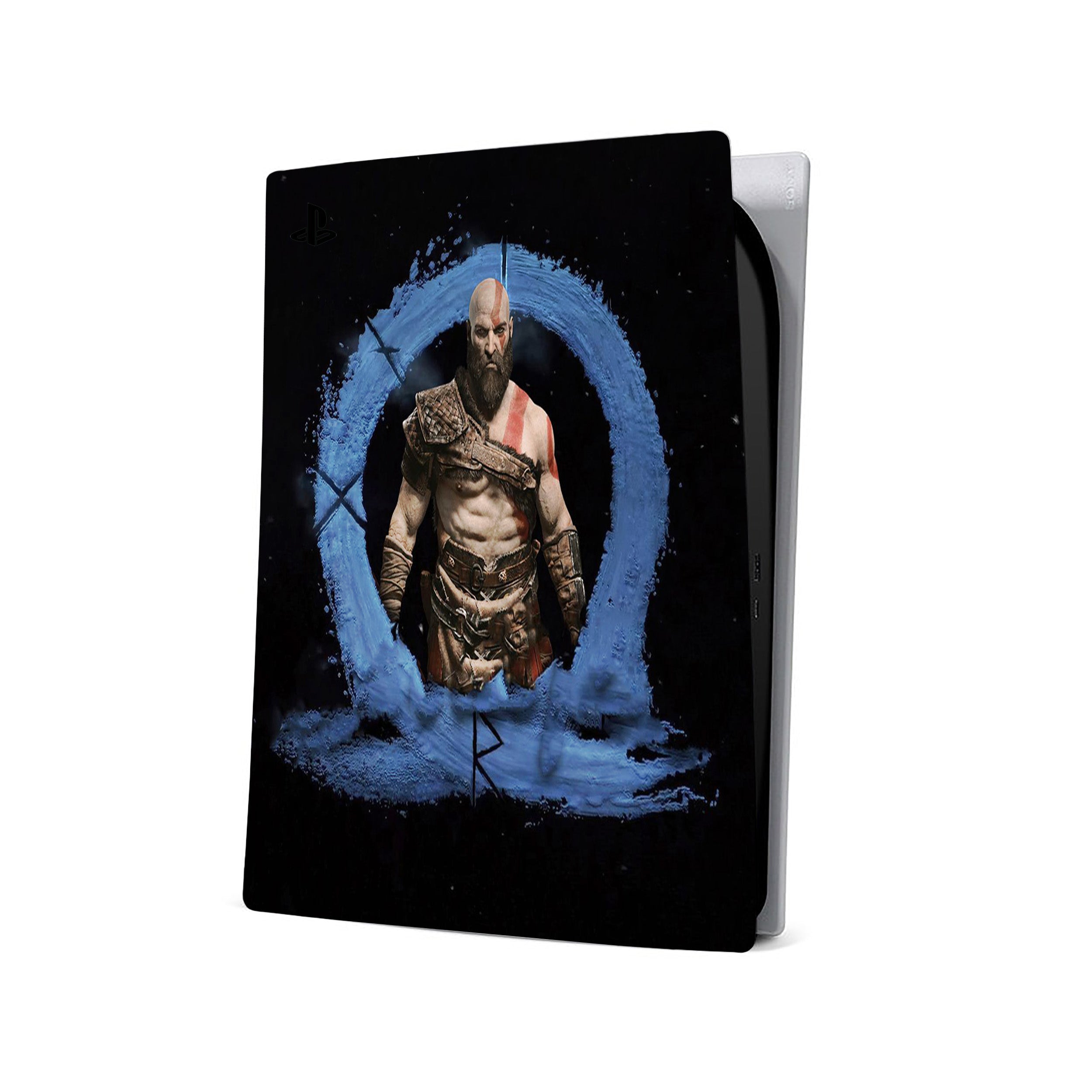 A video game skin featuring a God Of War Ragnarok design for the PS5.