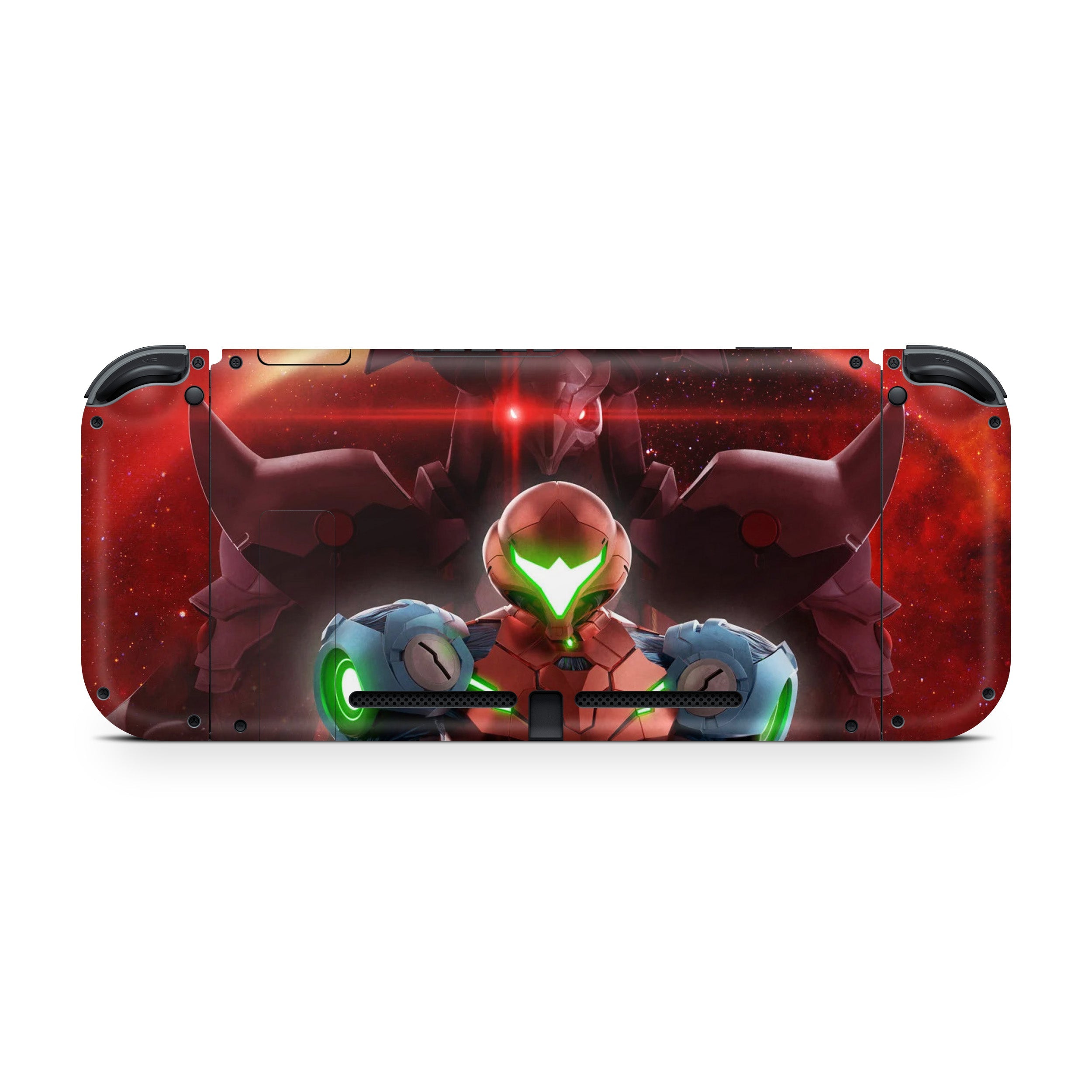 A video game skin featuring a Metroid Dread design for the Nintendo Switch.